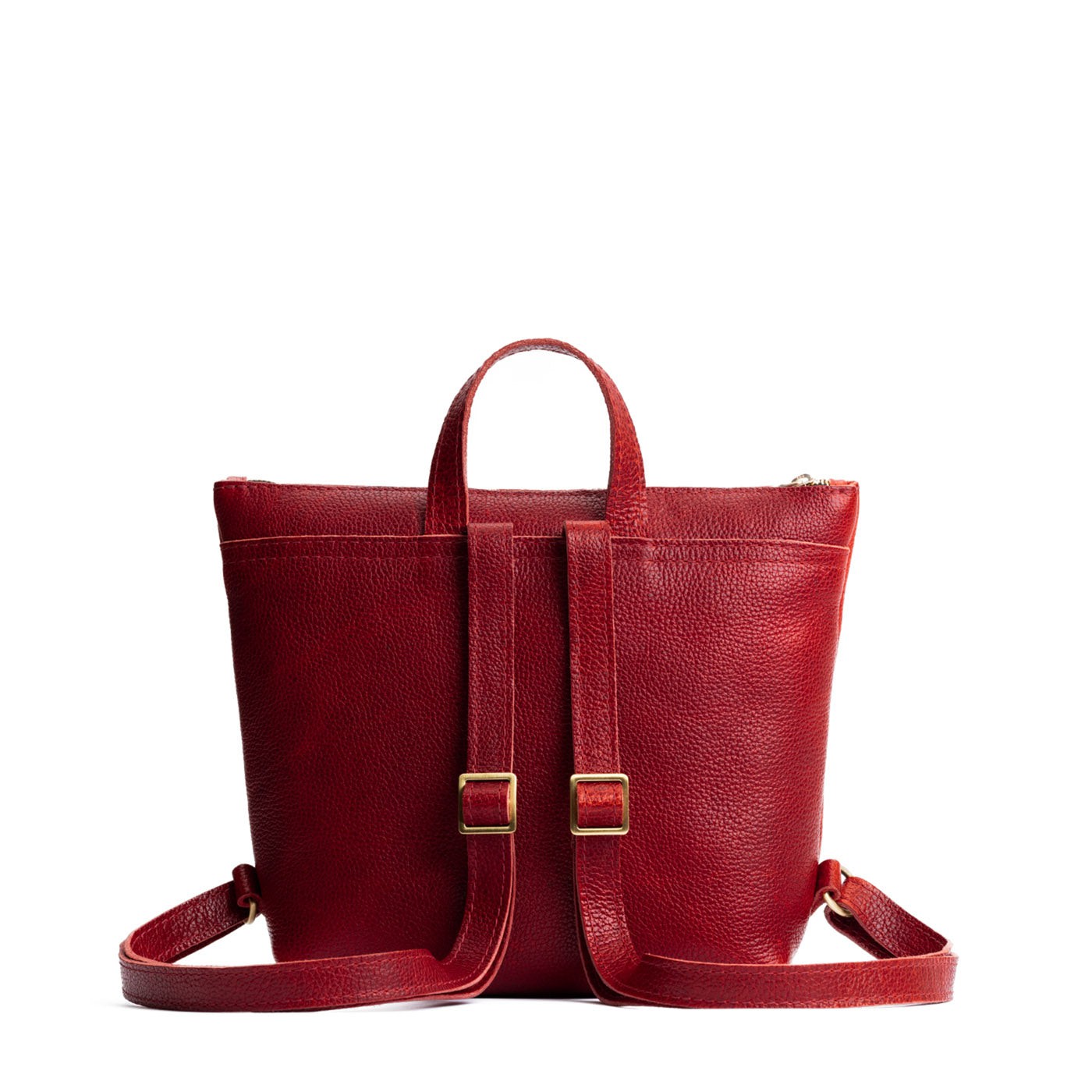 Full Grain Leather Tote Backpack with Zipper Pockets | Adjustable Straps