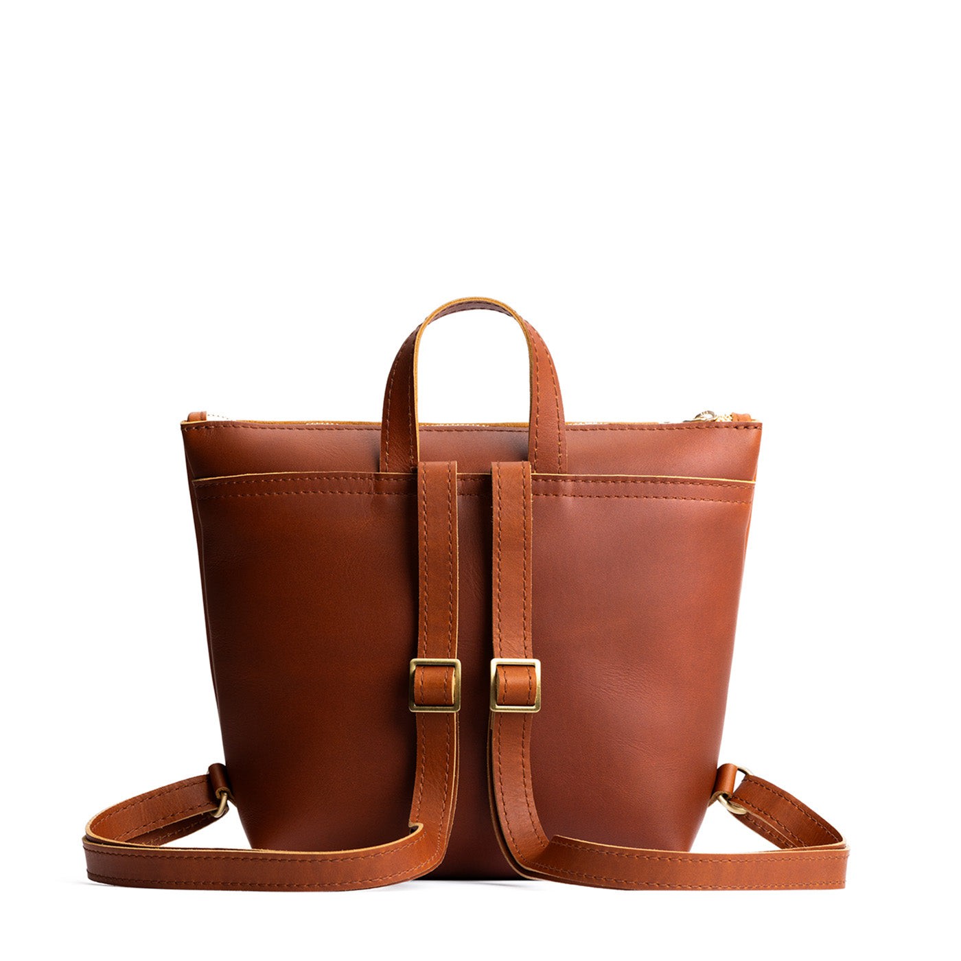 Full Grain Leather Tote Backpack with Zipper Pockets | Adjustable Straps