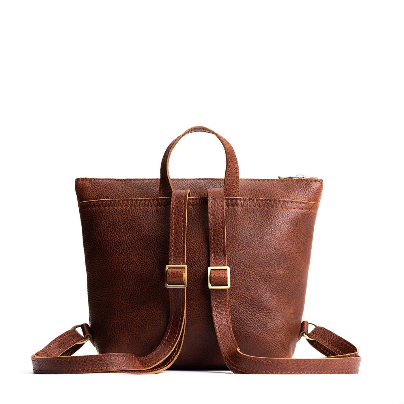 Full Grain Leather Tote Backpack with Zipper Pockets | Adjustable Straps