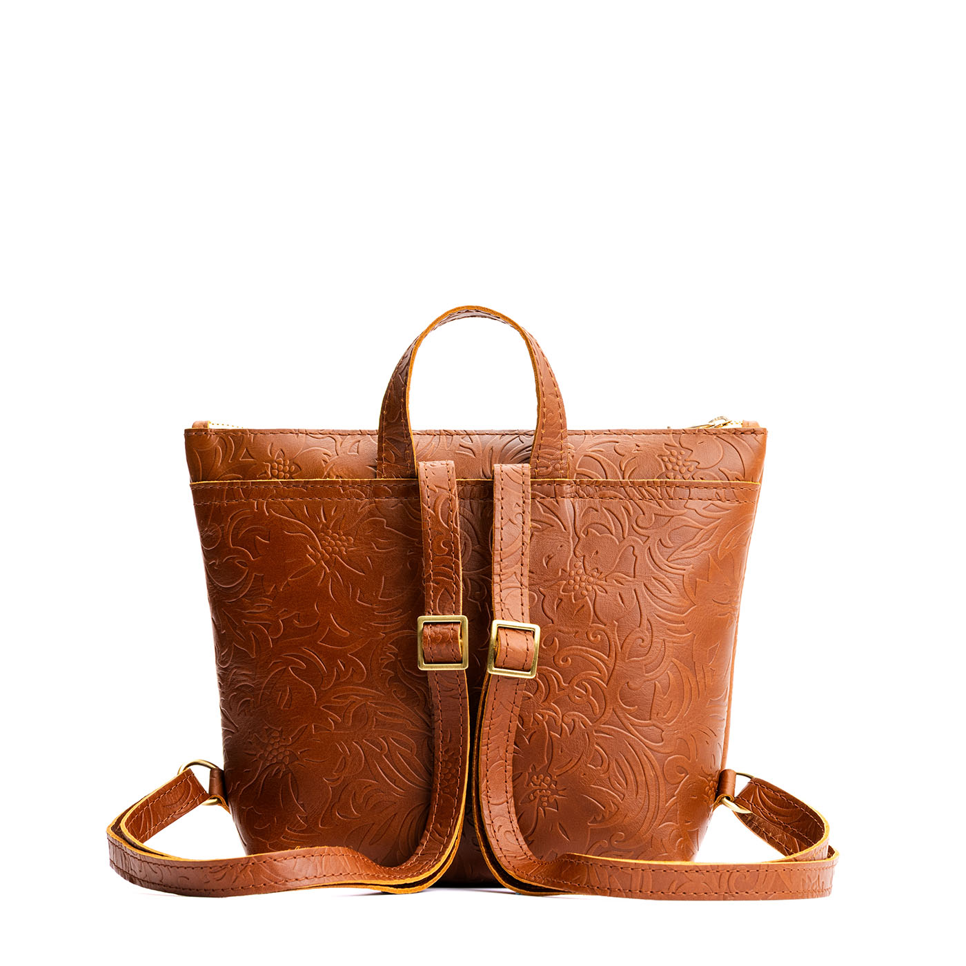 Full Grain Leather Tote Backpack with Zipper Pockets | Adjustable Straps