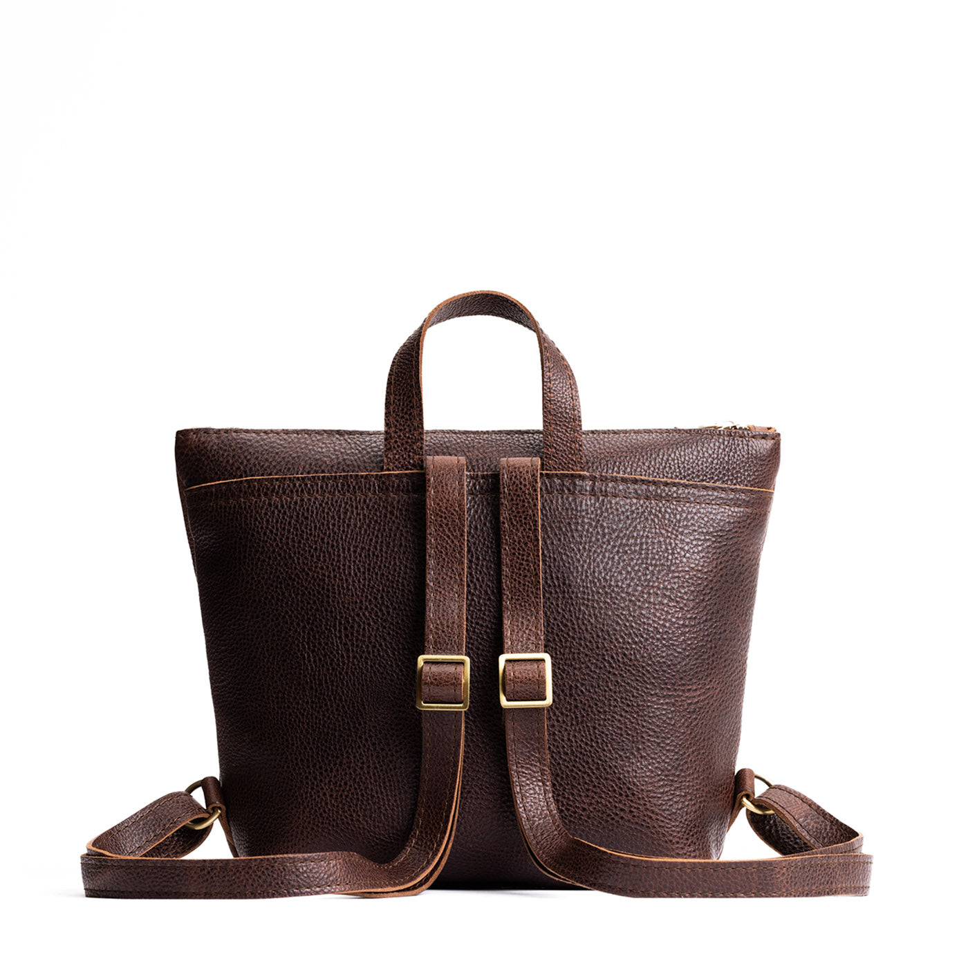 Full Grain Leather Tote Backpack with Zipper Pockets | Adjustable Straps