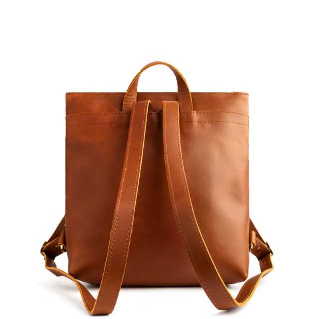 Full Grain Leather Tote Backpack with Zipper Pockets | Adjustable Straps