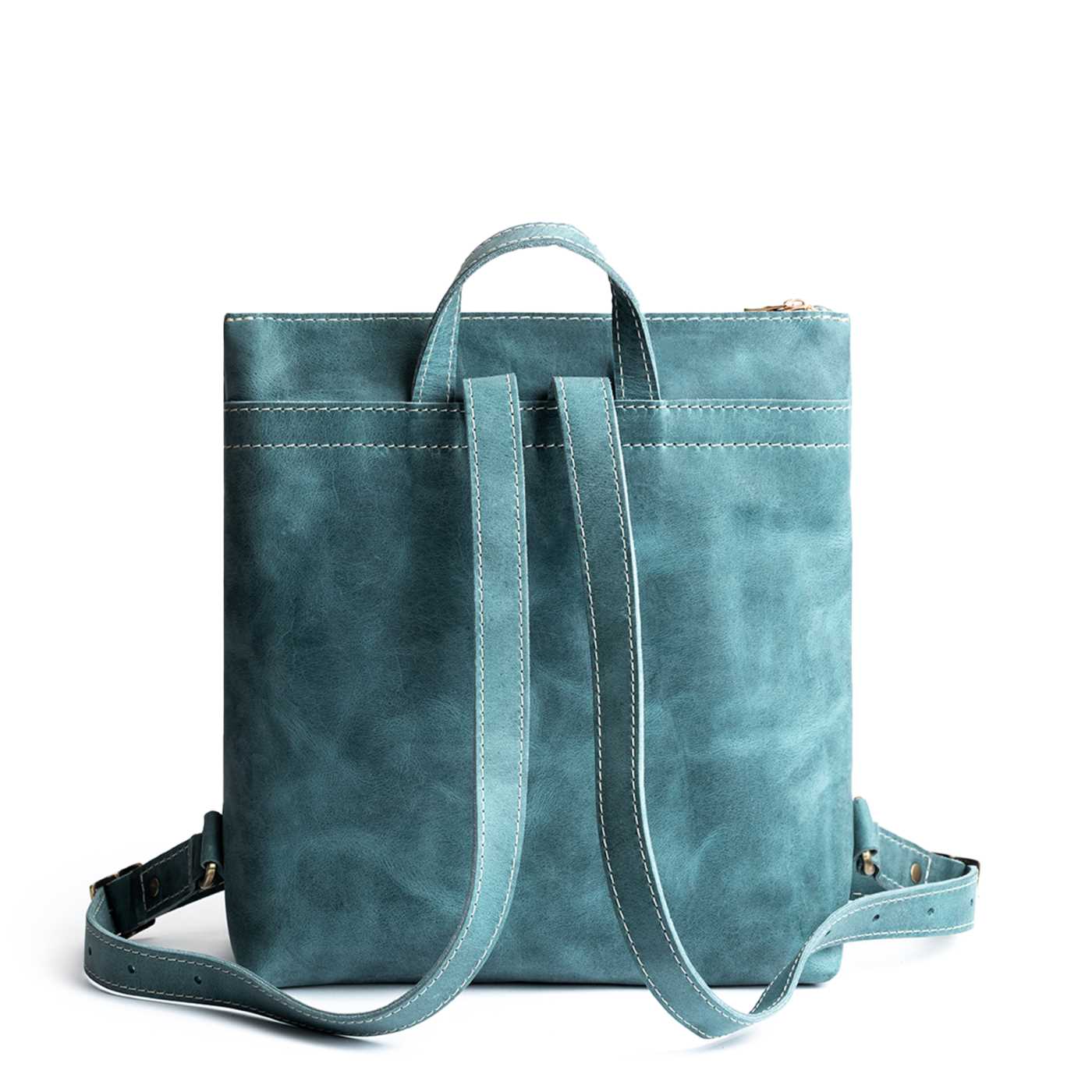 Full Grain Leather Tote Backpack with Zipper Pockets | Adjustable Straps