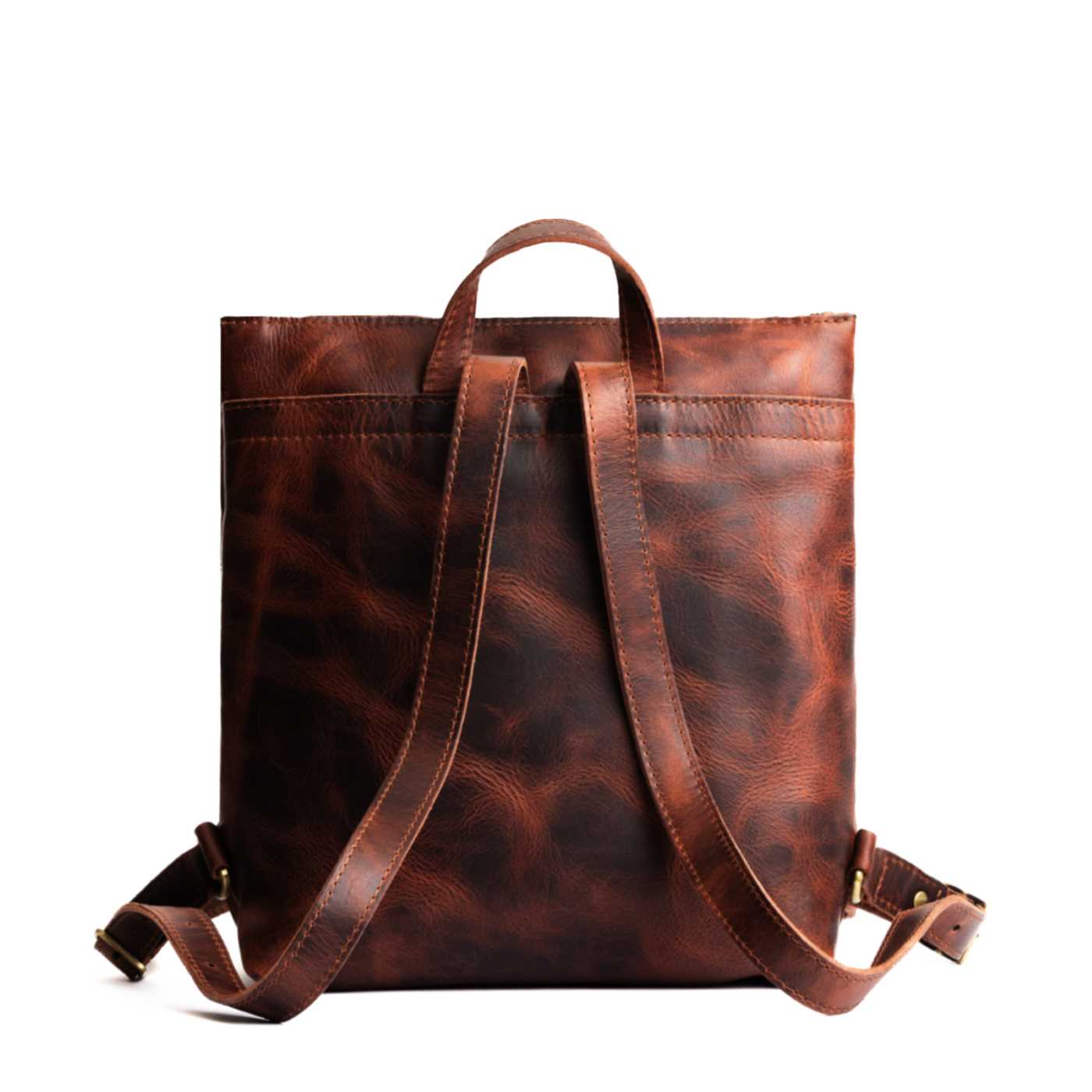 Full Grain Leather Tote Backpack with Zipper Pockets | Adjustable Straps