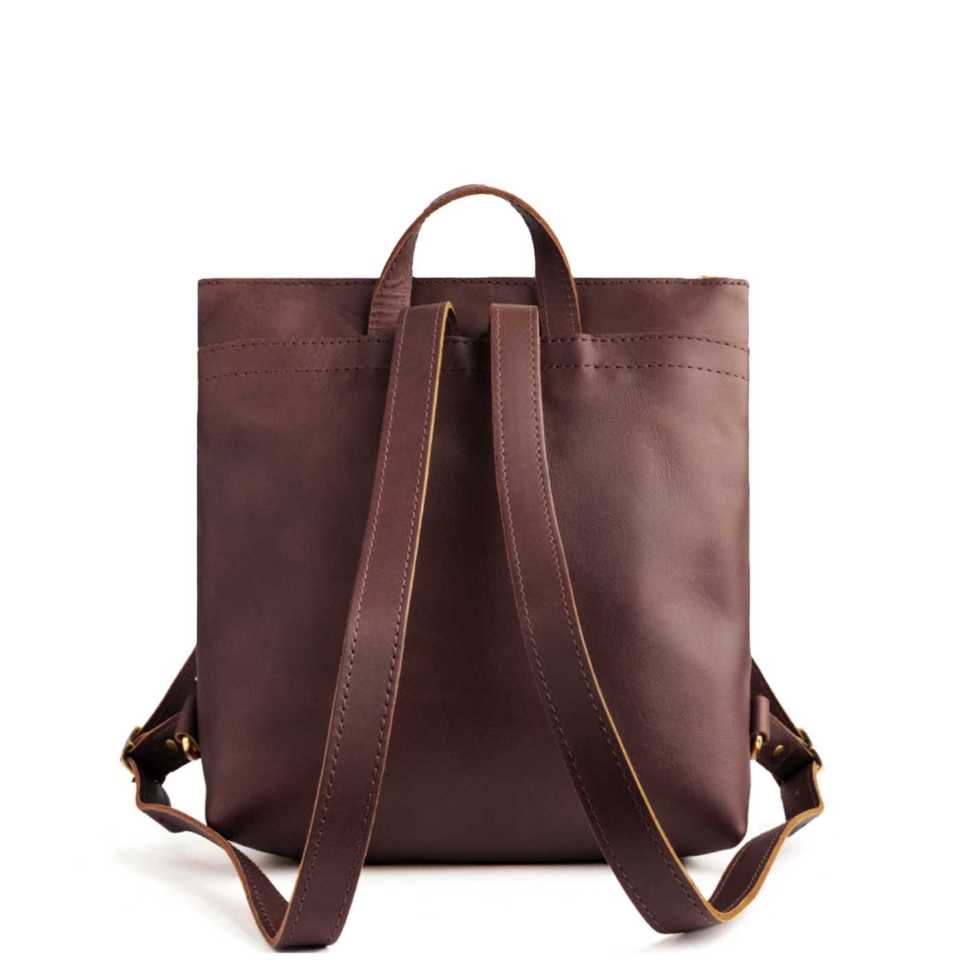 Full Grain Leather Tote Backpack with Zipper Pockets | Adjustable Straps
