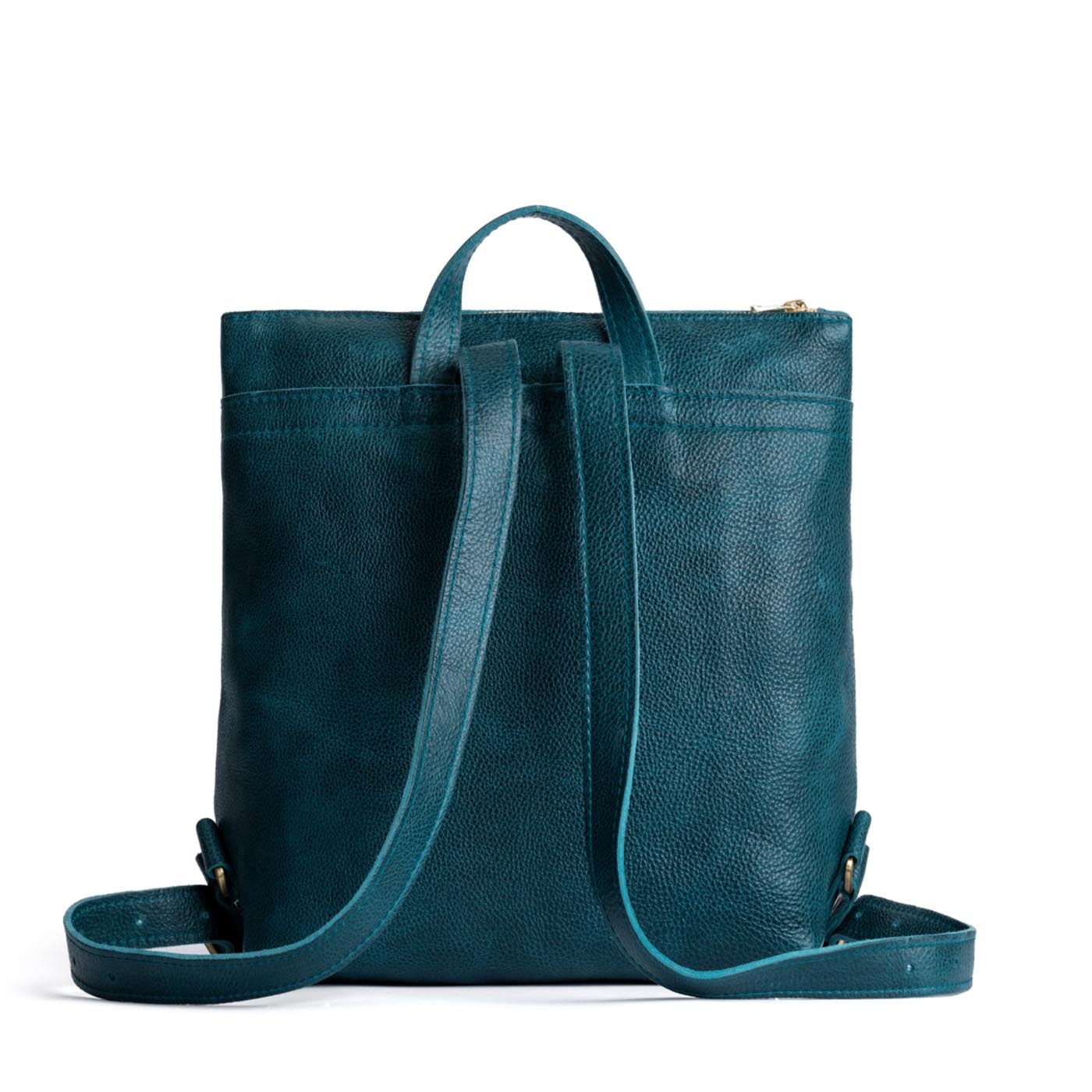 Full Grain Leather Tote Backpack with Zipper Pockets | Adjustable Straps