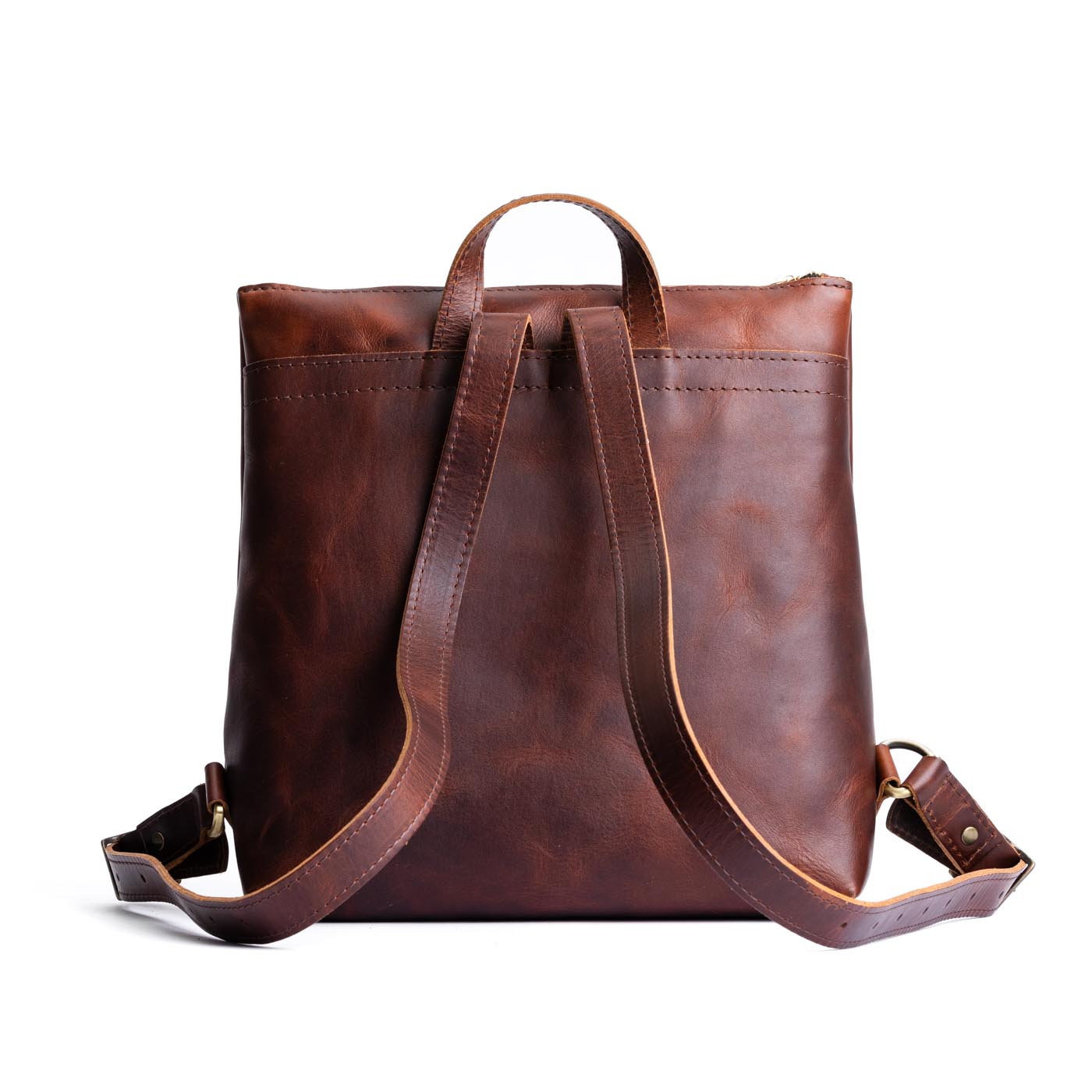 Full Grain Leather Tote Backpack with Zipper Pockets | Adjustable Straps