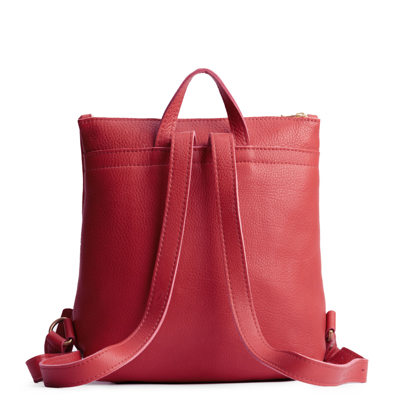 Full Grain Leather Tote Backpack with Zipper Pockets | Adjustable Straps