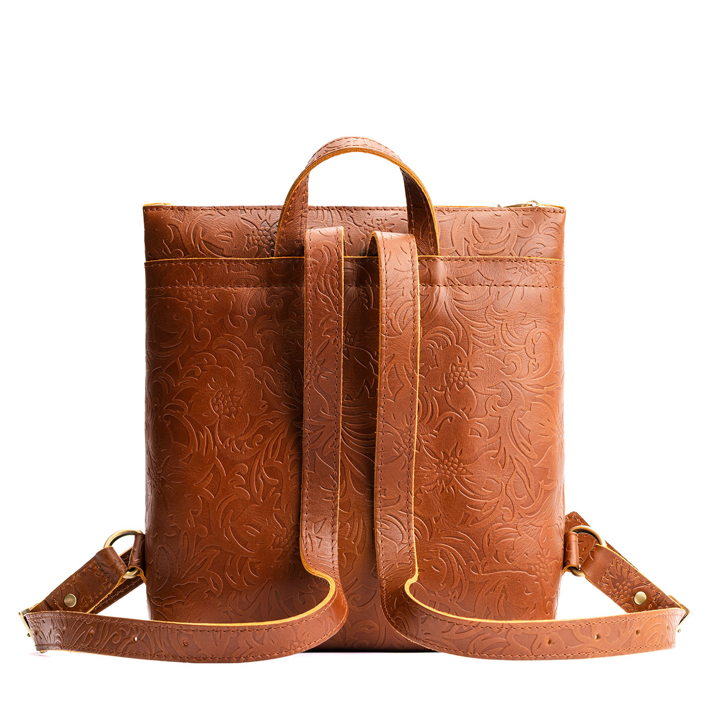 Full Grain Leather Tote Backpack with Zipper Pockets | Adjustable Straps
