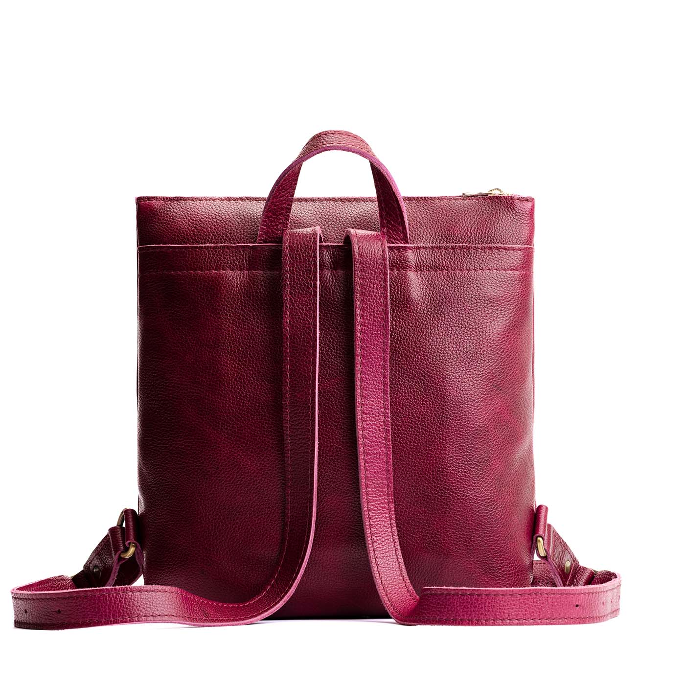 Full Grain Leather Tote Backpack with Zipper Pockets | Adjustable Straps