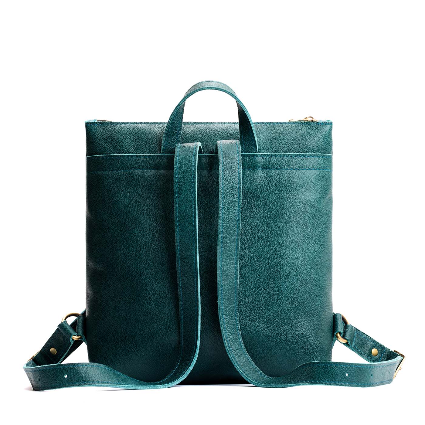 Full Grain Leather Tote Backpack with Zipper Pockets | Adjustable Straps