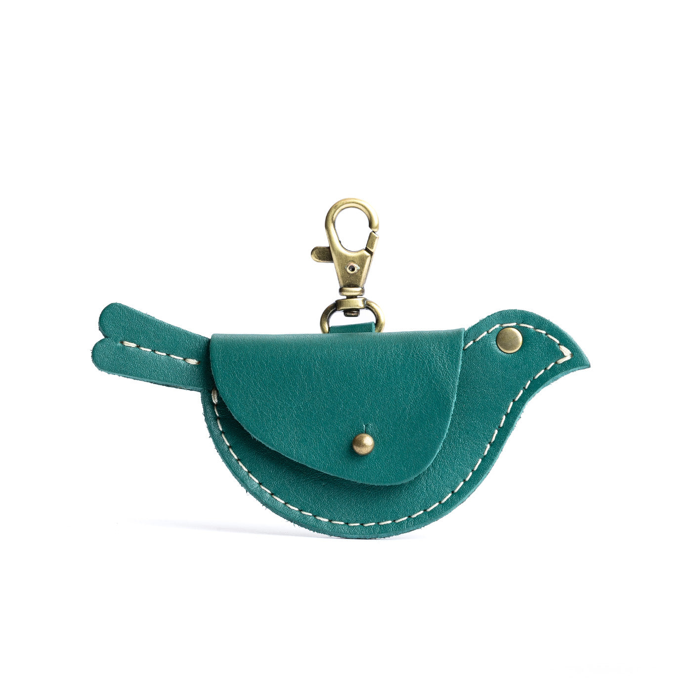 Small Leather Pouch with Button Flap & Lobster Clasp | Mockingbird