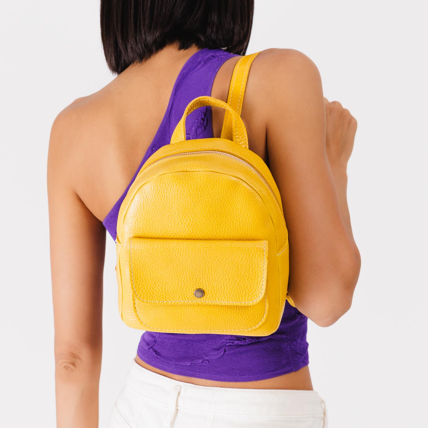 Mini Snap Backpack with Front Pocket & Adjustable Straps | Portland Leather