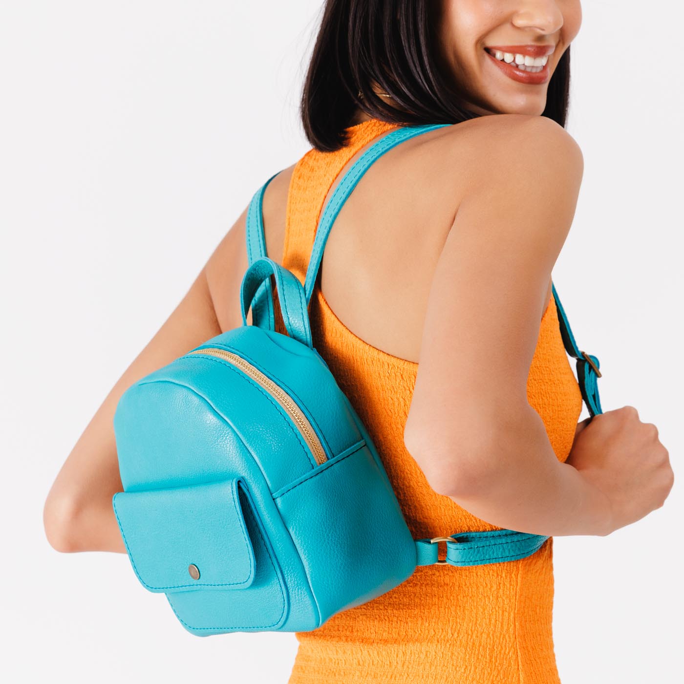Mini Snap Backpack with Front Pocket & Adjustable Straps | Portland Leather