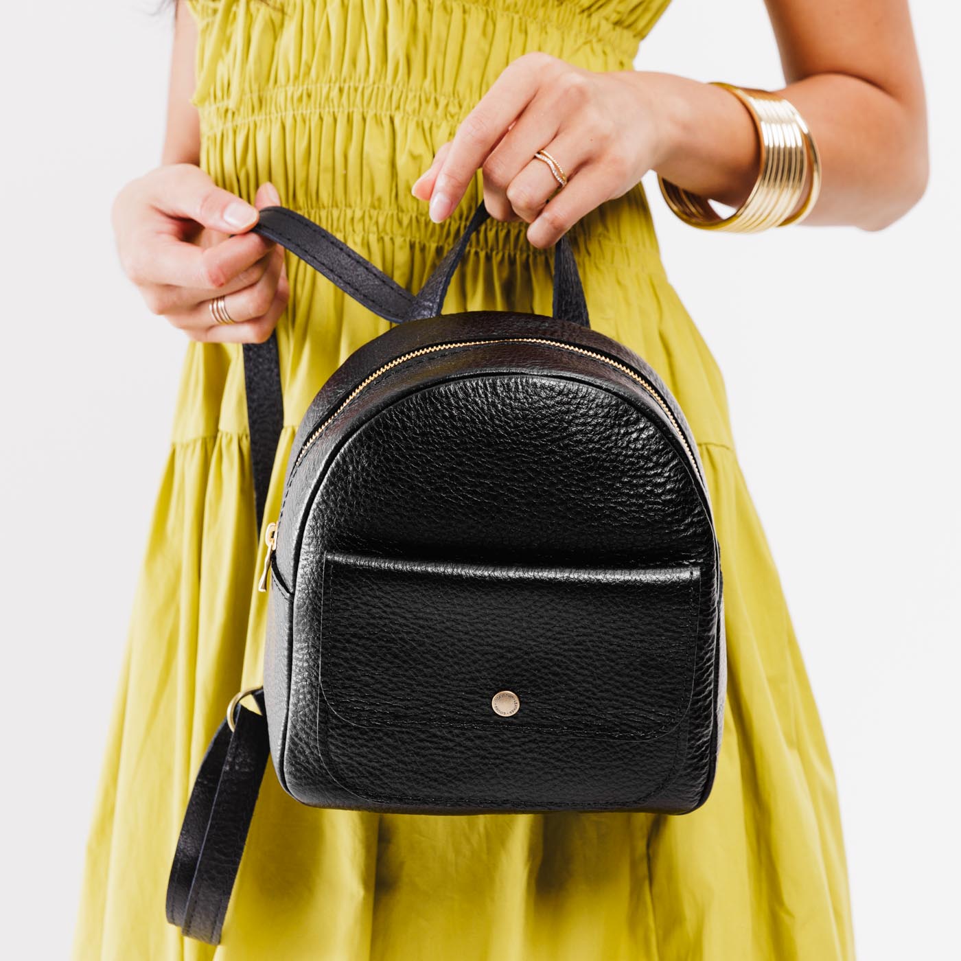 Mini Snap Backpack with Front Pocket & Adjustable Straps | Portland Leather