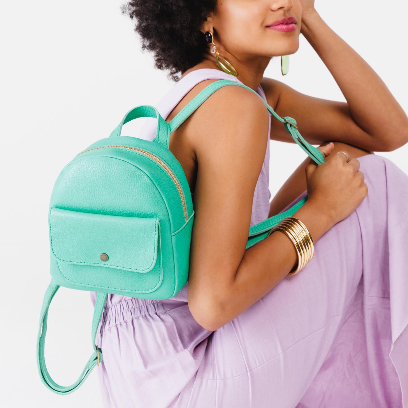 Mini Snap Backpack with Front Pocket & Adjustable Straps | Portland Leather