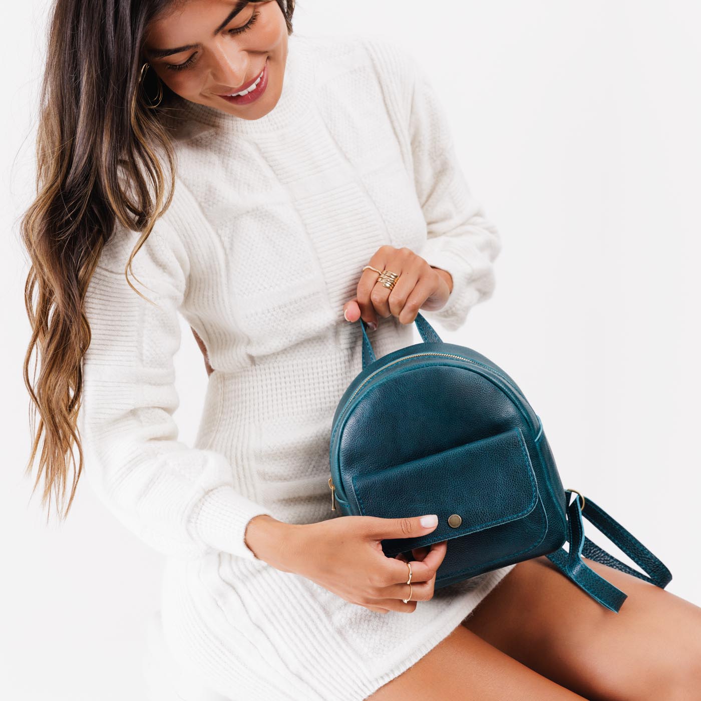 Mini Snap Backpack with Front Pocket & Adjustable Straps | Portland Leather