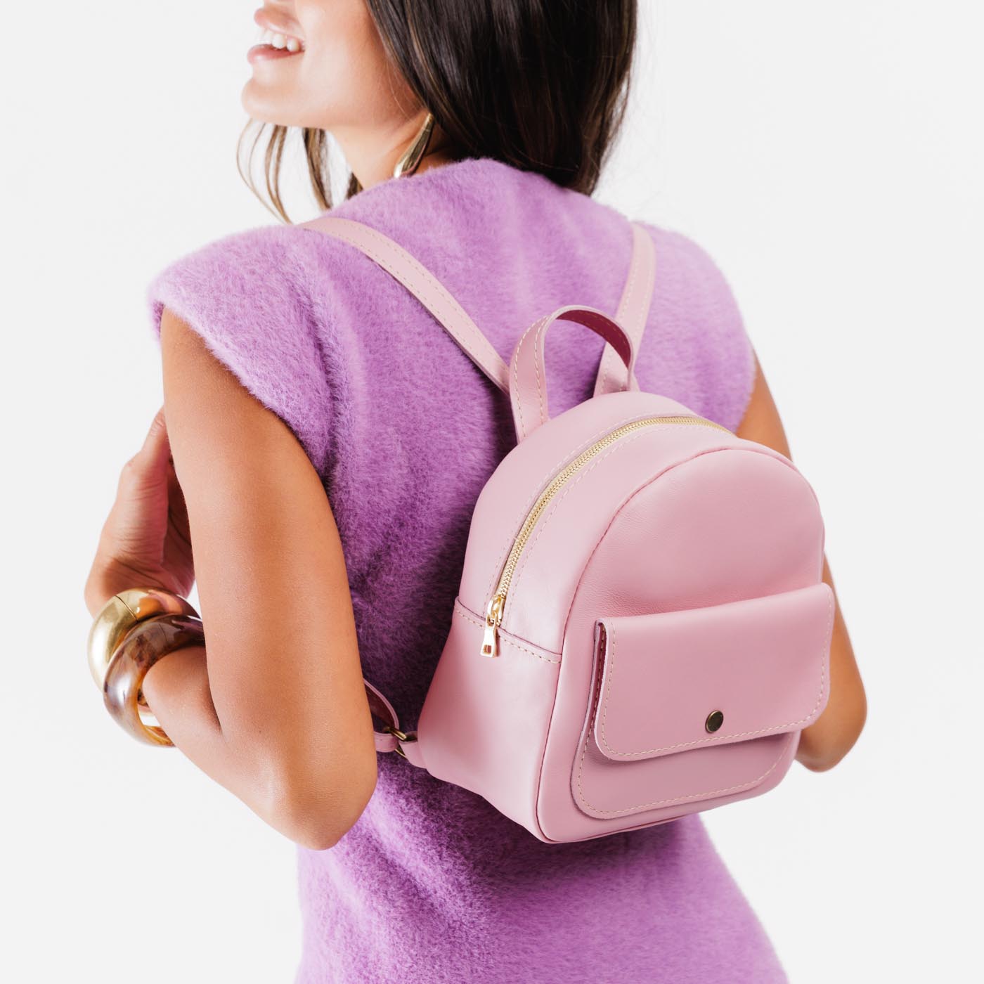 Mini Snap Backpack with Front Pocket & Adjustable Straps | Portland Leather