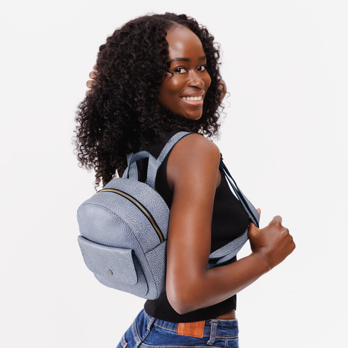 Mini Snap Backpack with Front Pocket & Adjustable Straps | Portland Leather