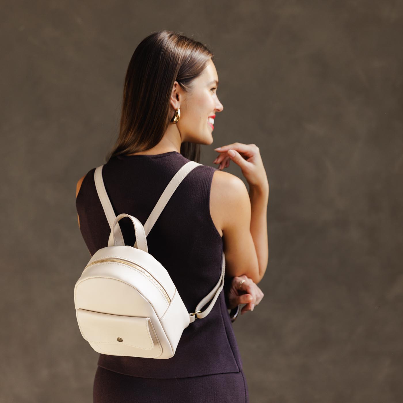 Mini Snap Backpack with Front Pocket & Adjustable Straps | Portland Leather