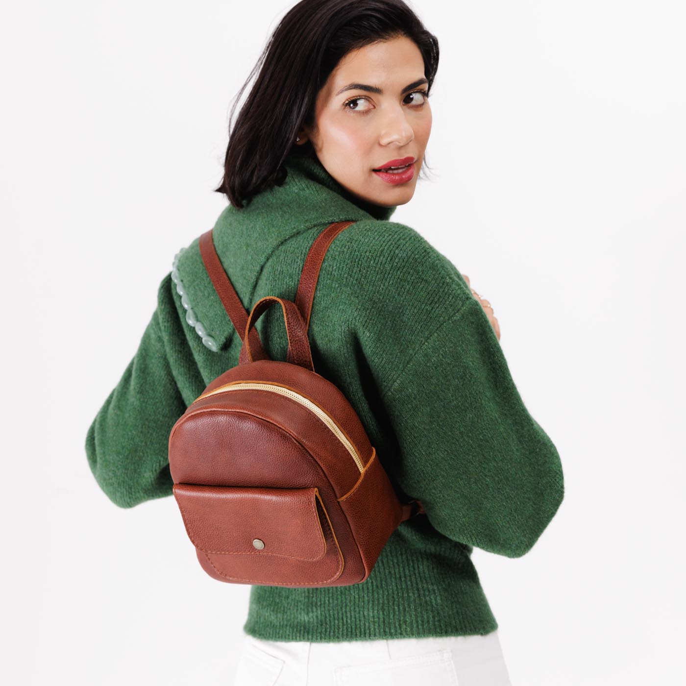 Mini Snap Backpack with Front Pocket & Adjustable Straps | Portland Leather
