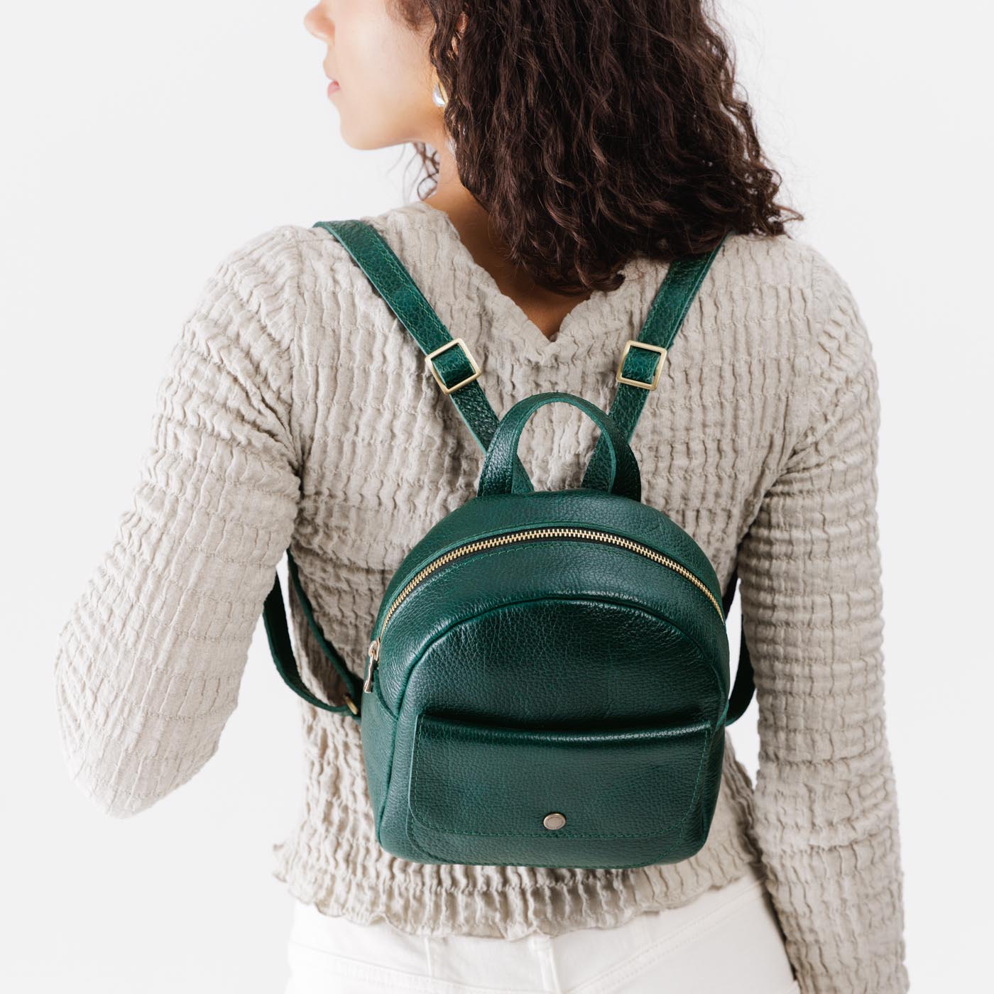 Mini Snap Backpack with Front Pocket & Adjustable Straps | Portland Leather