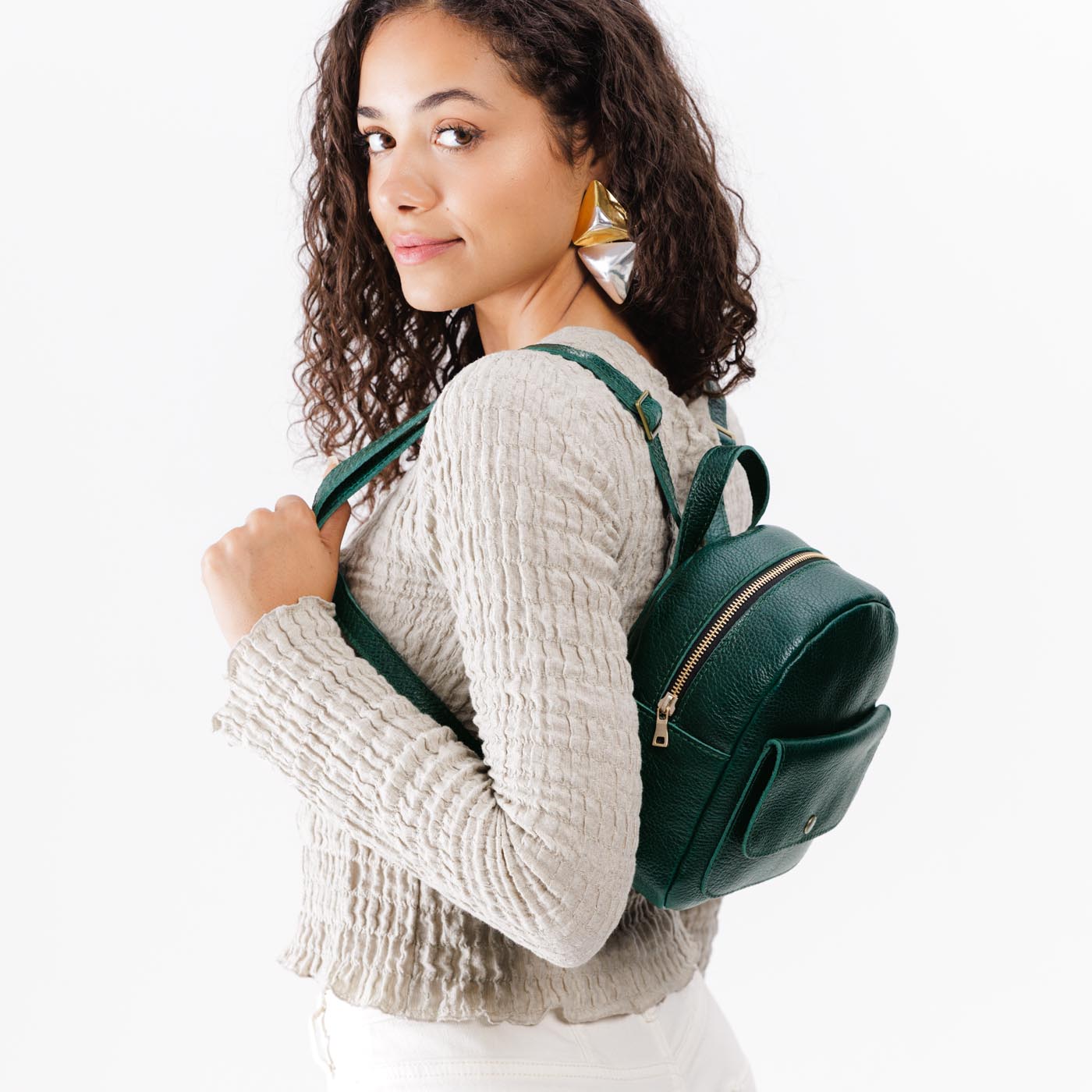 Mini Snap Backpack with Front Pocket & Adjustable Straps | Portland Leather