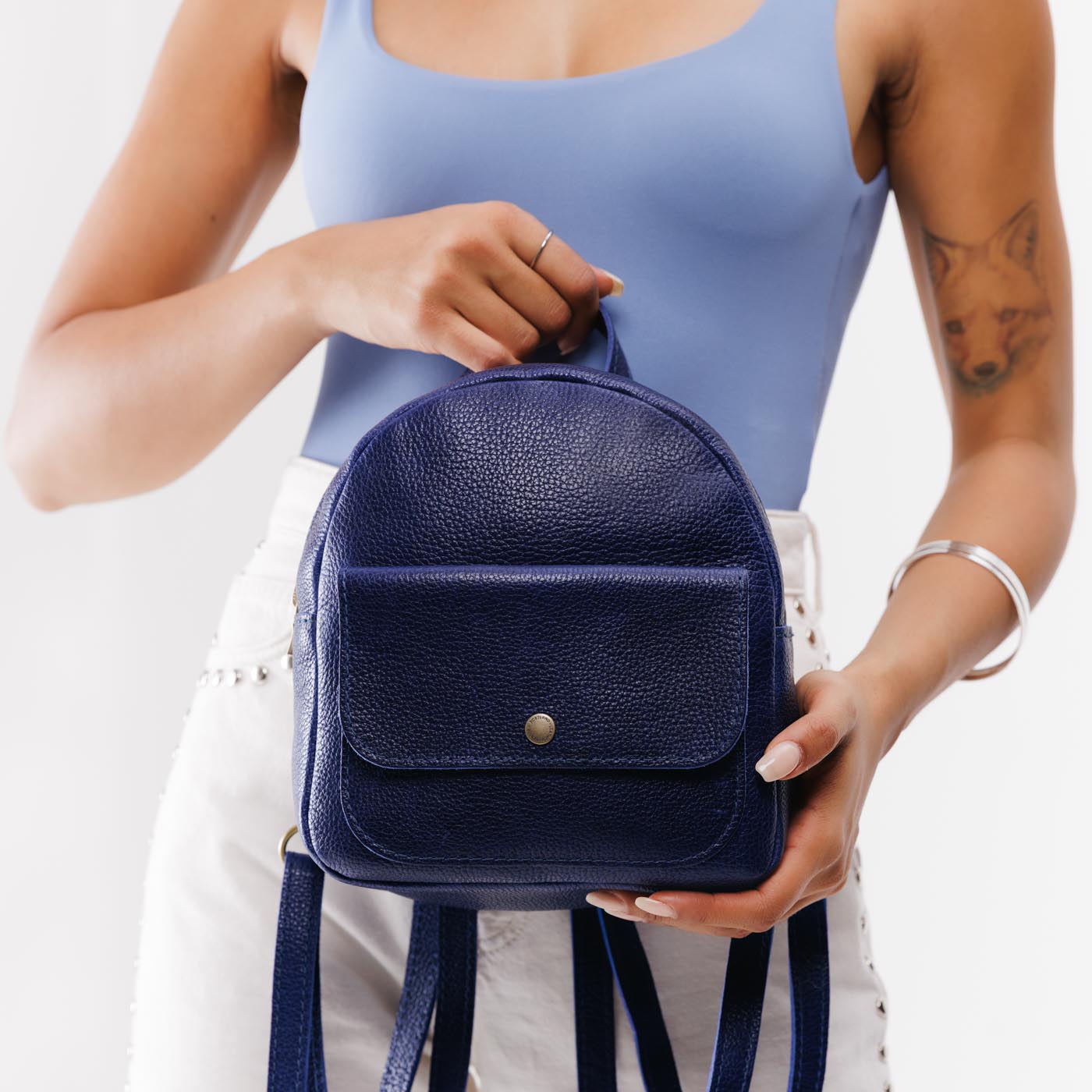 Mini Snap Backpack with Front Pocket & Adjustable Straps | Portland Leather