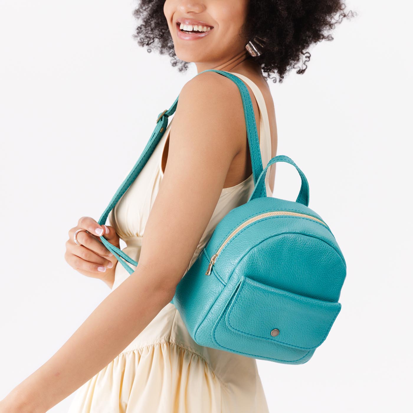 Mini Snap Backpack with Front Pocket & Adjustable Straps | Portland Leather