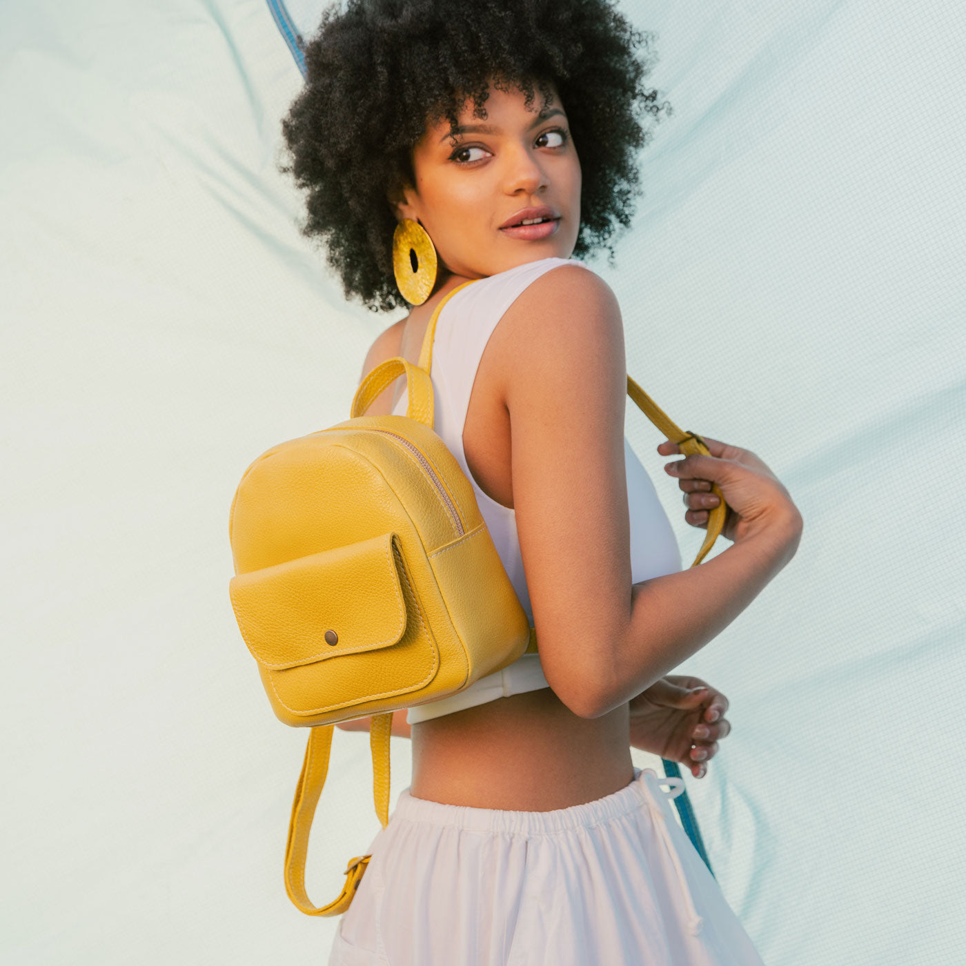 Mini Snap Backpack with Front Pocket & Adjustable Straps | Portland Leather