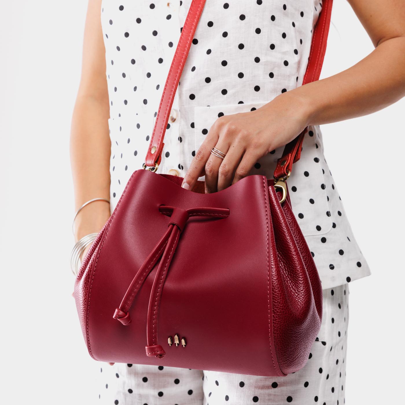Leather Bucket Bag with Adjustable Crossbody Strap | Nest