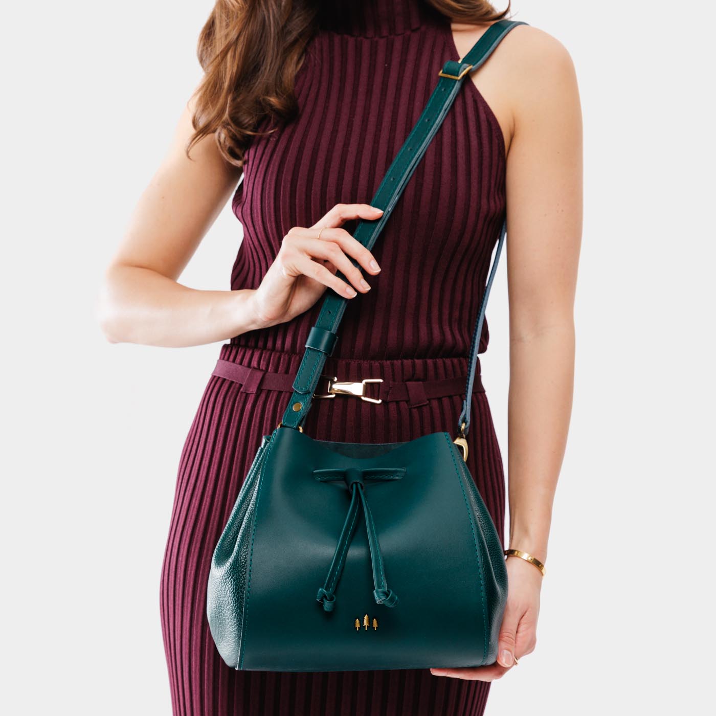 Leather Bucket Bag with Adjustable Crossbody Strap | Nest