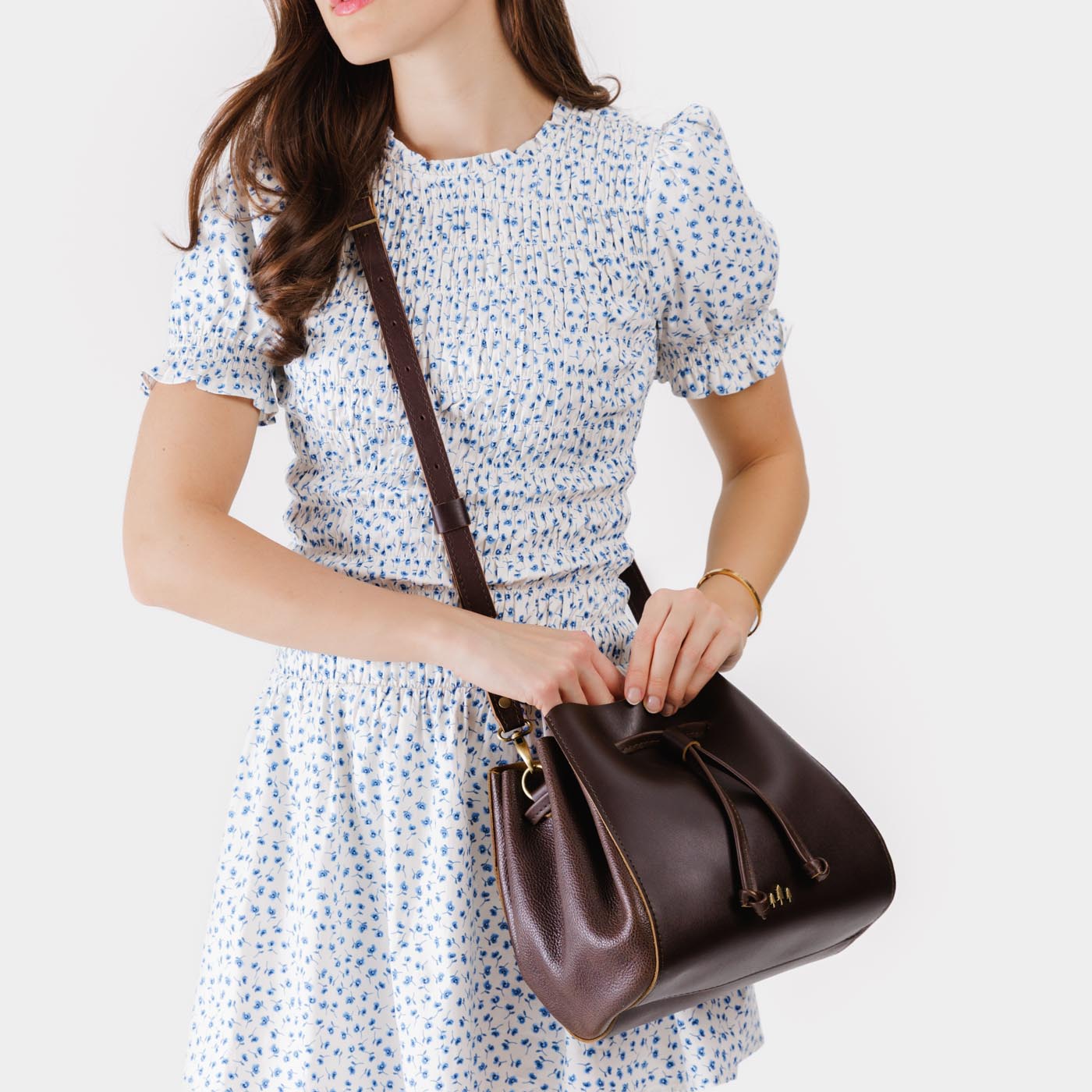 Leather Bucket Bag with Adjustable Crossbody Strap | Nest