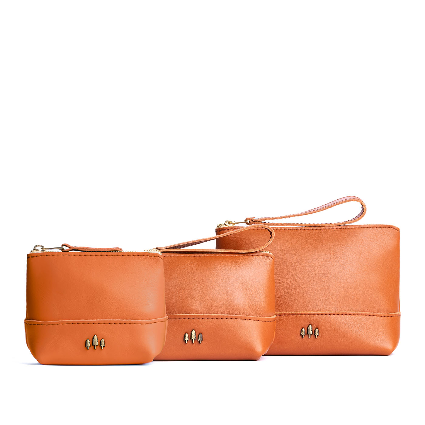 Leather Zipper Pouch with Wrist Strap & Flat Base | Almost Perfect Chelsea