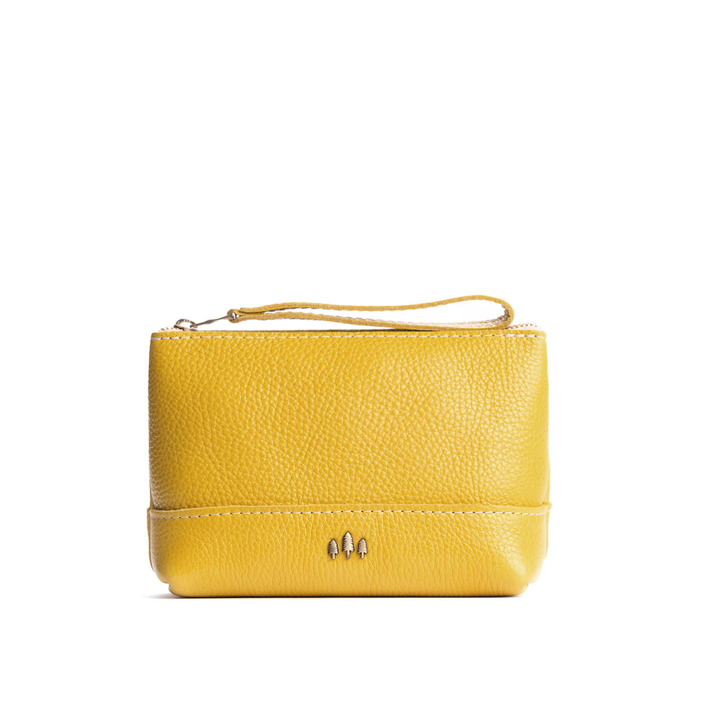Leather Zipper Pouch with Wrist Strap & Flat Base | Almost Perfect Chelsea