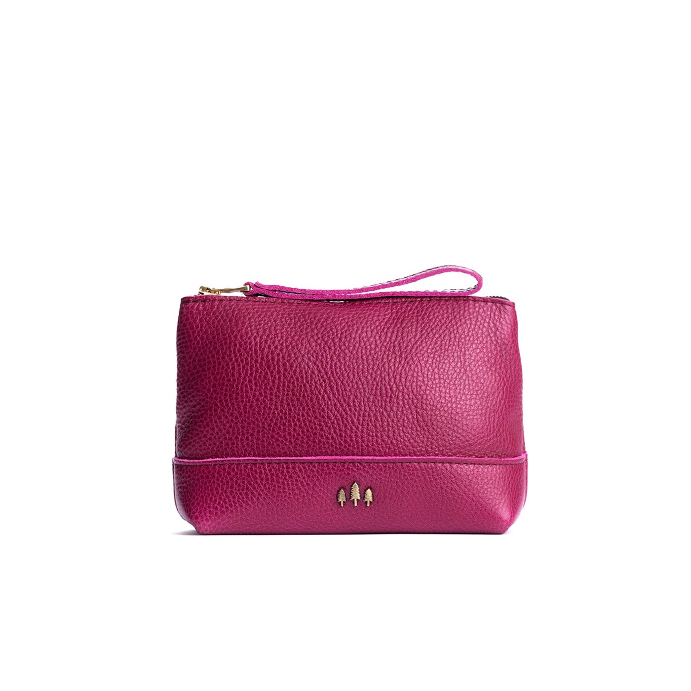 Leather Zipper Pouch with Wrist Strap & Flat Base | Almost Perfect Chelsea