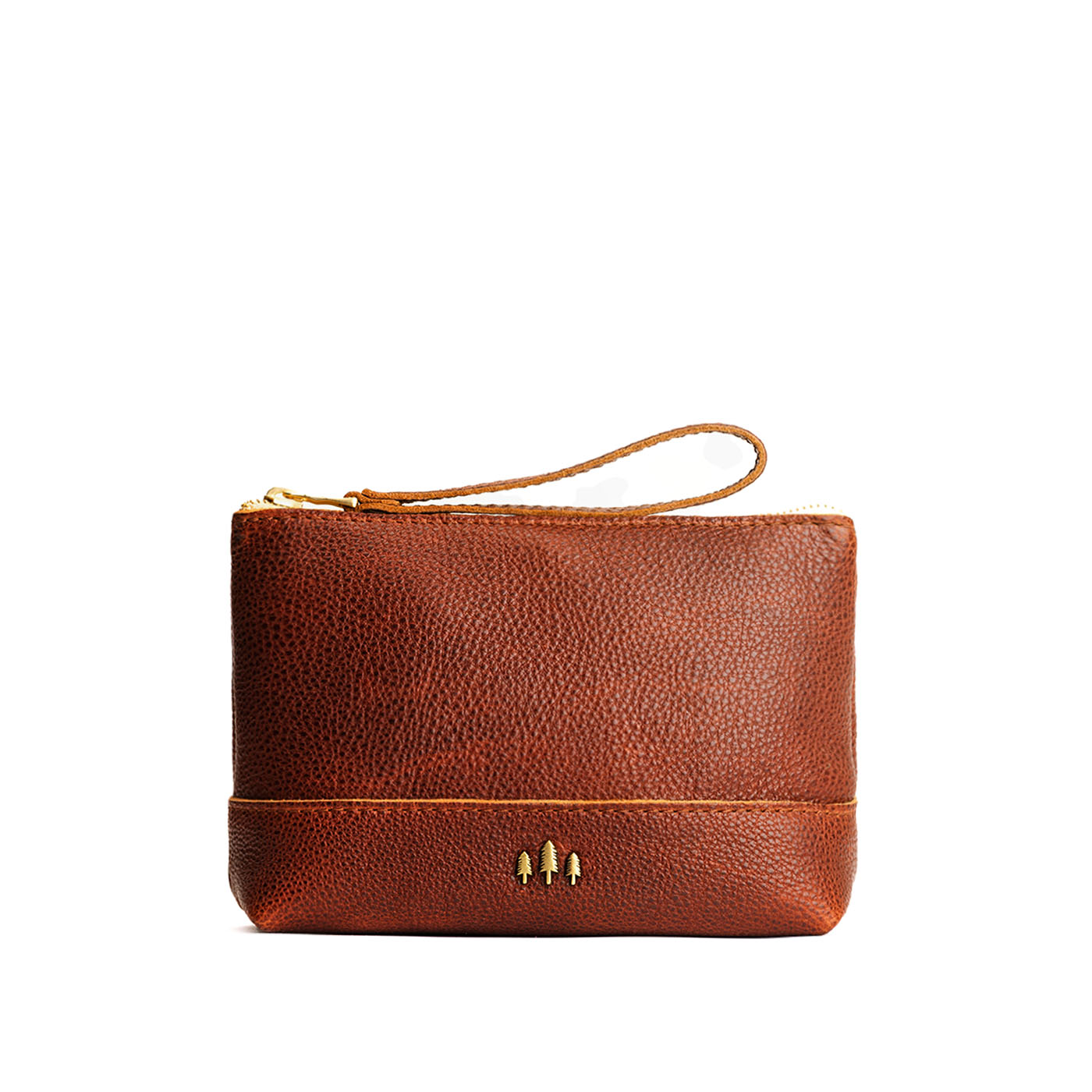 Leather Zipper Pouch with Wrist Strap & Flat Base | Almost Perfect Chelsea