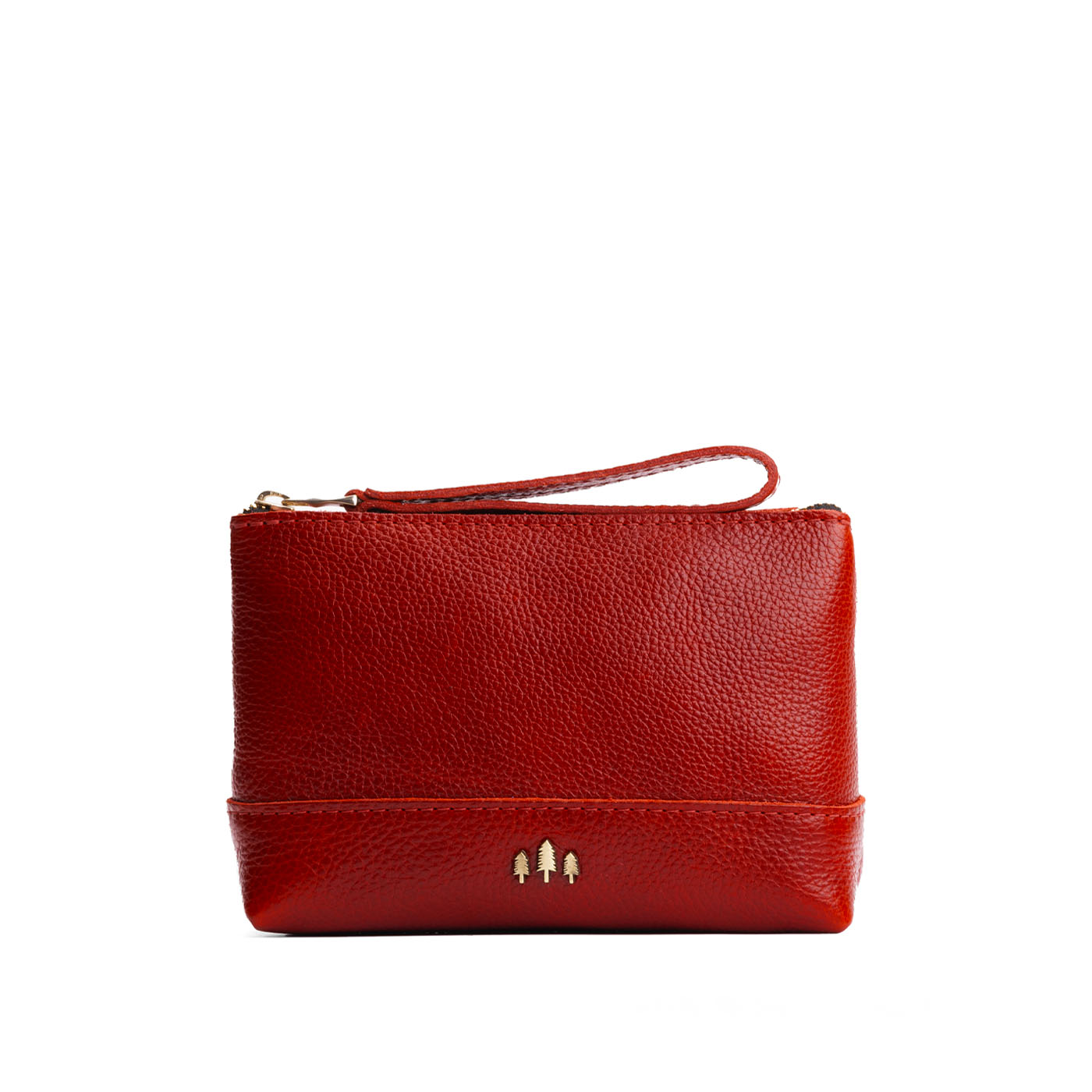 Leather Zipper Pouch with Wrist Strap & Flat Base | Almost Perfect Chelsea