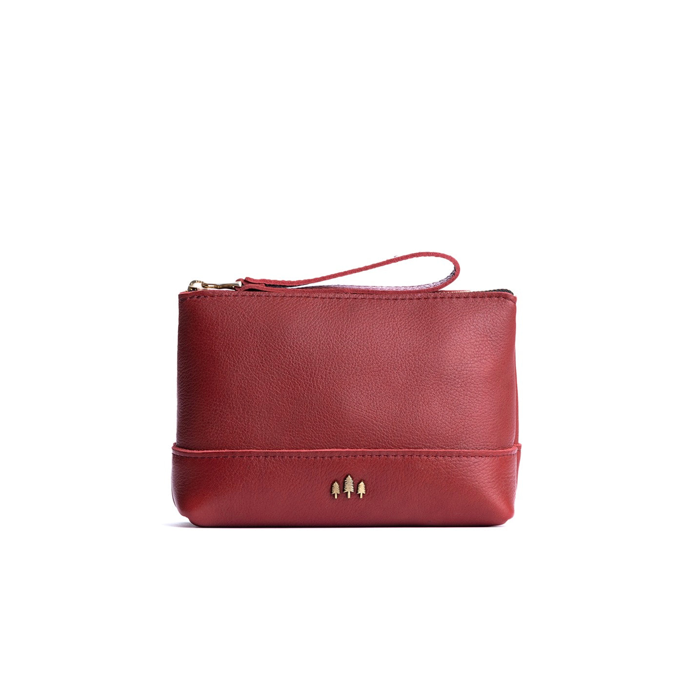 Leather Zipper Pouch with Wrist Strap & Flat Base | Almost Perfect Chelsea