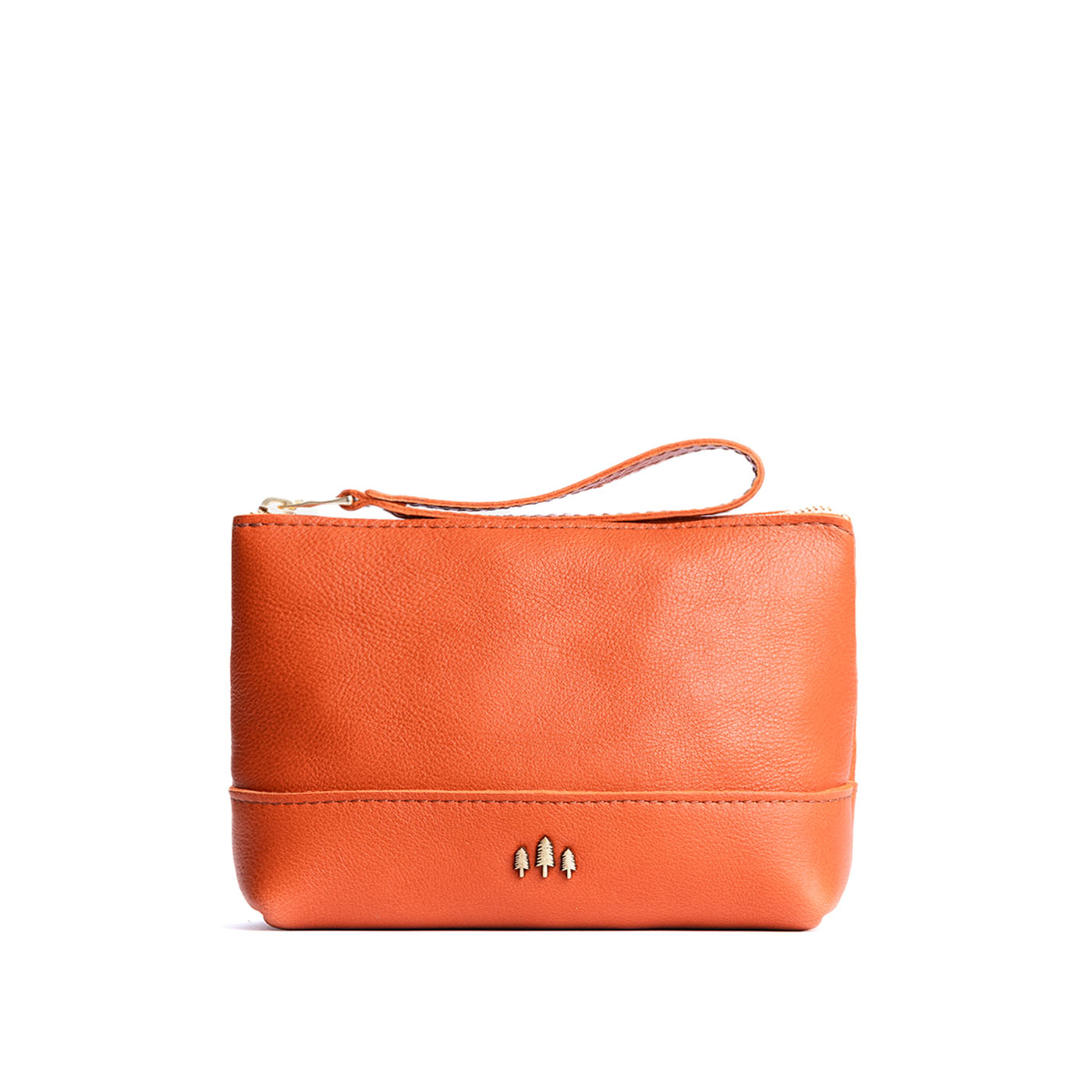 Leather Zipper Pouch with Wrist Strap & Flat Base | Almost Perfect Chelsea