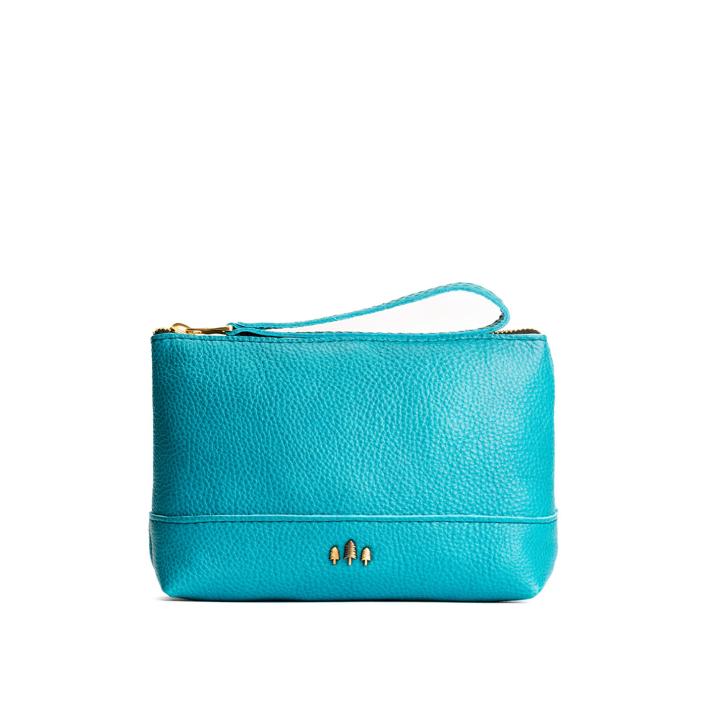 Leather Zipper Pouch with Wrist Strap & Flat Base | Almost Perfect Chelsea