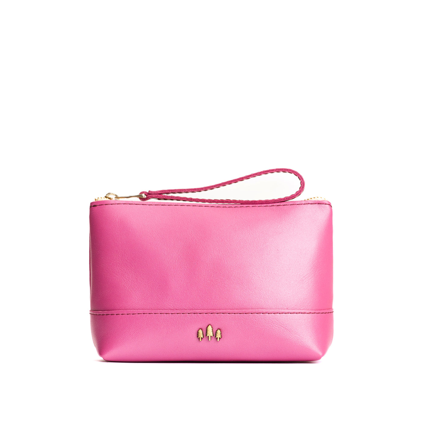 Leather Zipper Pouch with Wrist Strap & Flat Base | Almost Perfect Chelsea