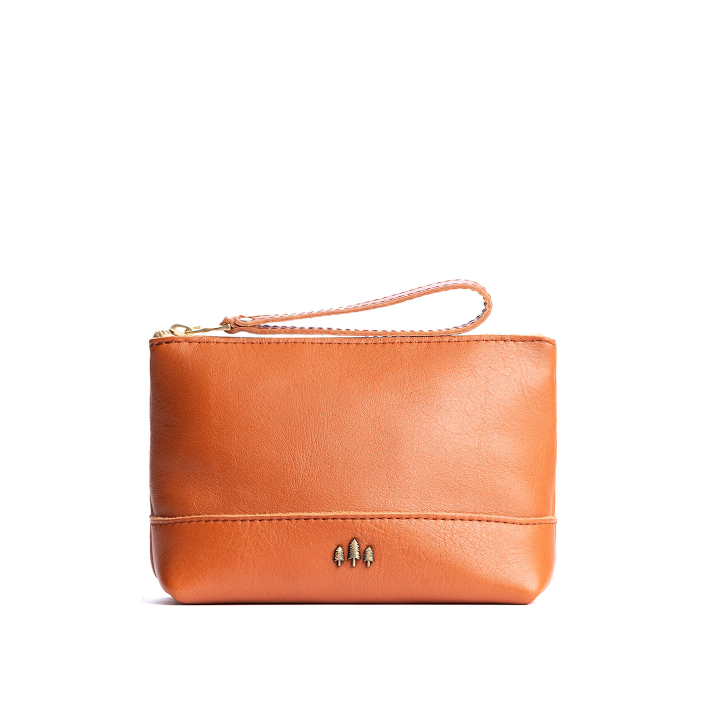 Leather Zipper Pouch with Wrist Strap & Flat Base | Almost Perfect Chelsea