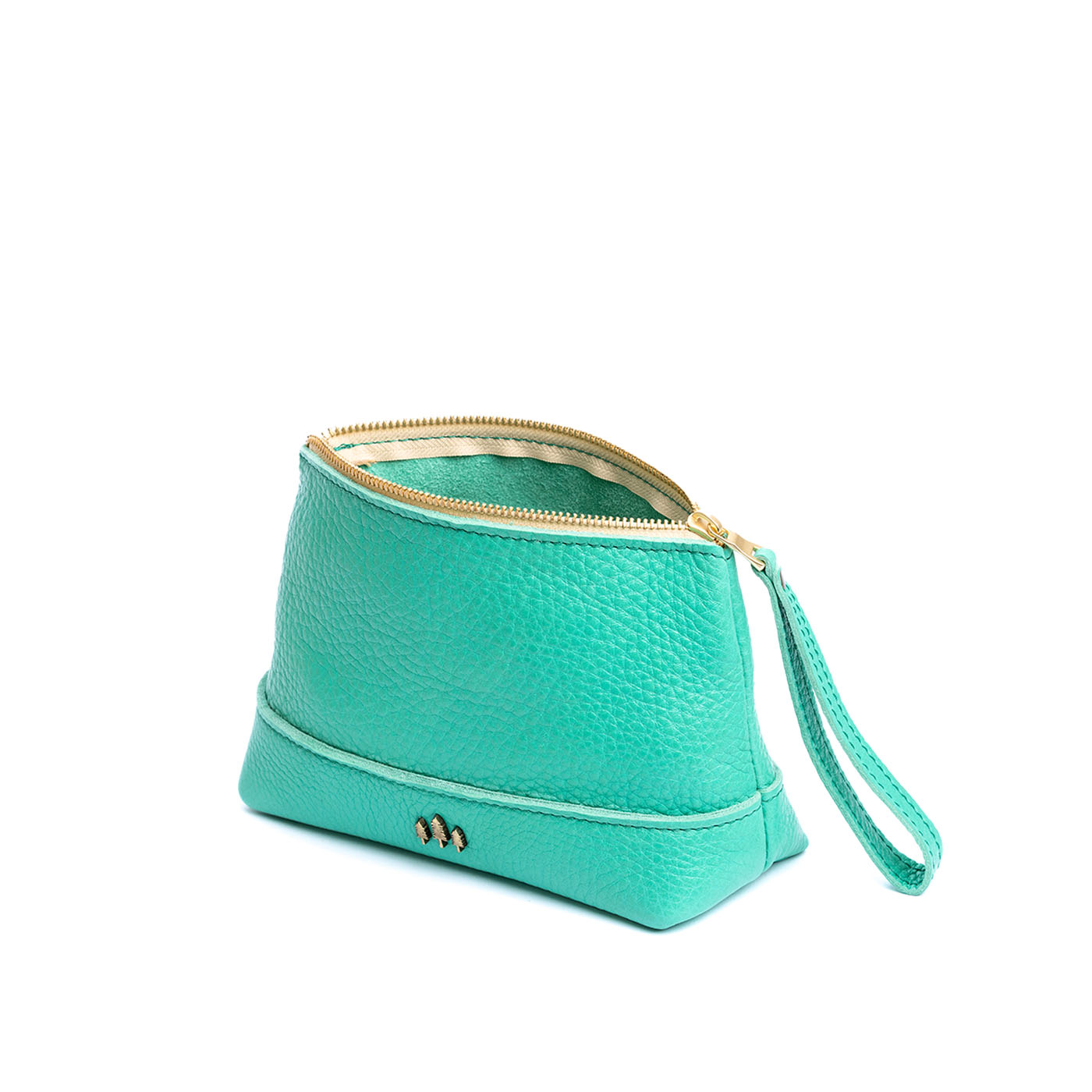 Leather Zipper Pouch with Wrist Strap & Flat Base | Almost Perfect Chelsea