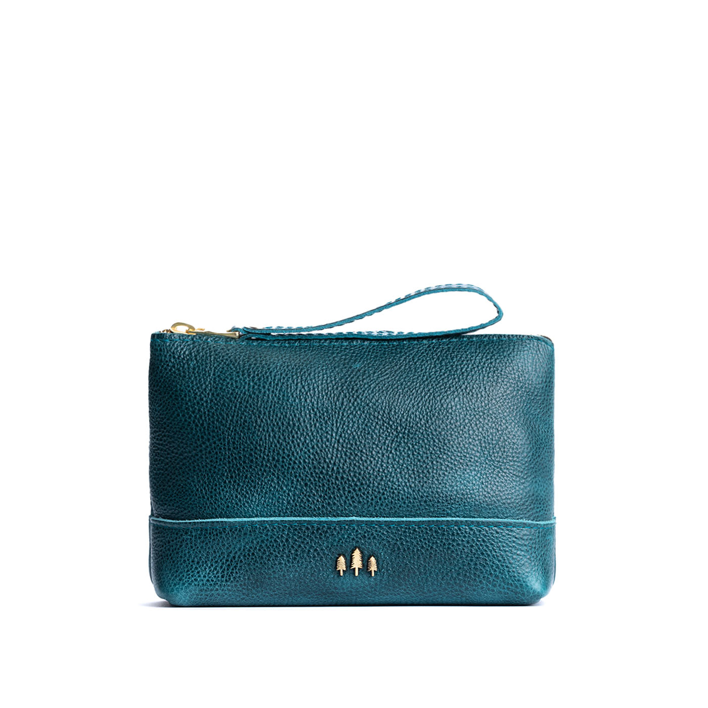 Leather Zipper Pouch with Wrist Strap & Flat Base | Almost Perfect Chelsea