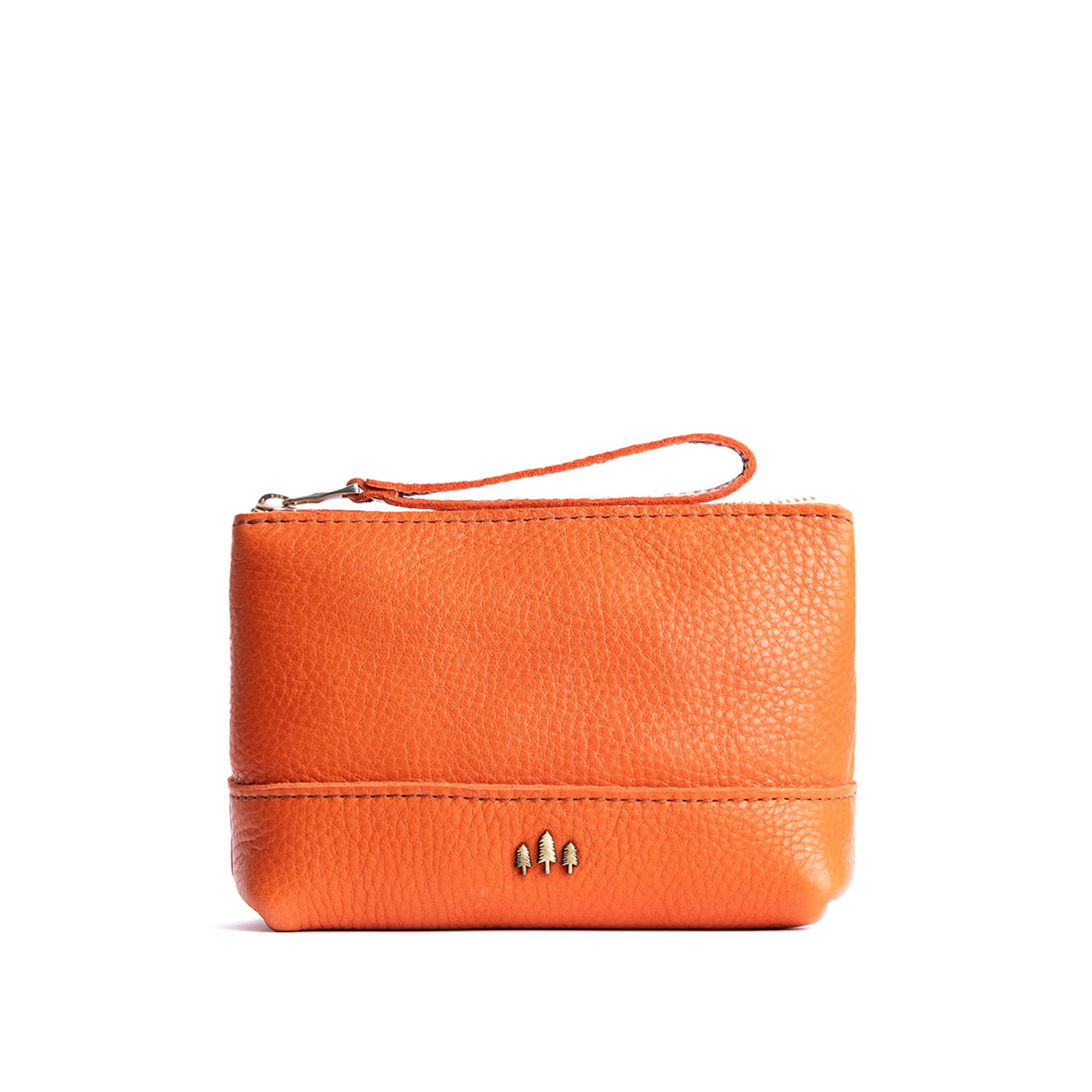 Leather Zipper Pouch with Wrist Strap & Flat Base | Almost Perfect Chelsea