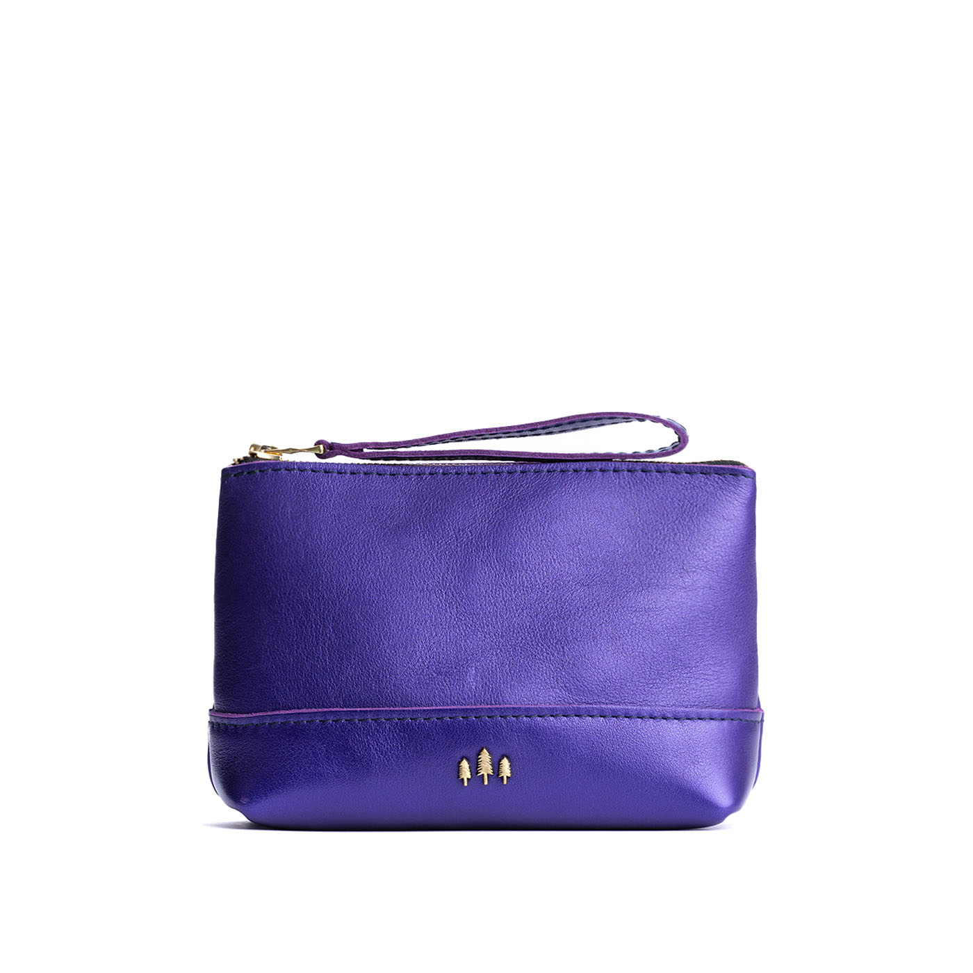 Leather Zipper Pouch with Wrist Strap & Flat Base | Almost Perfect Chelsea