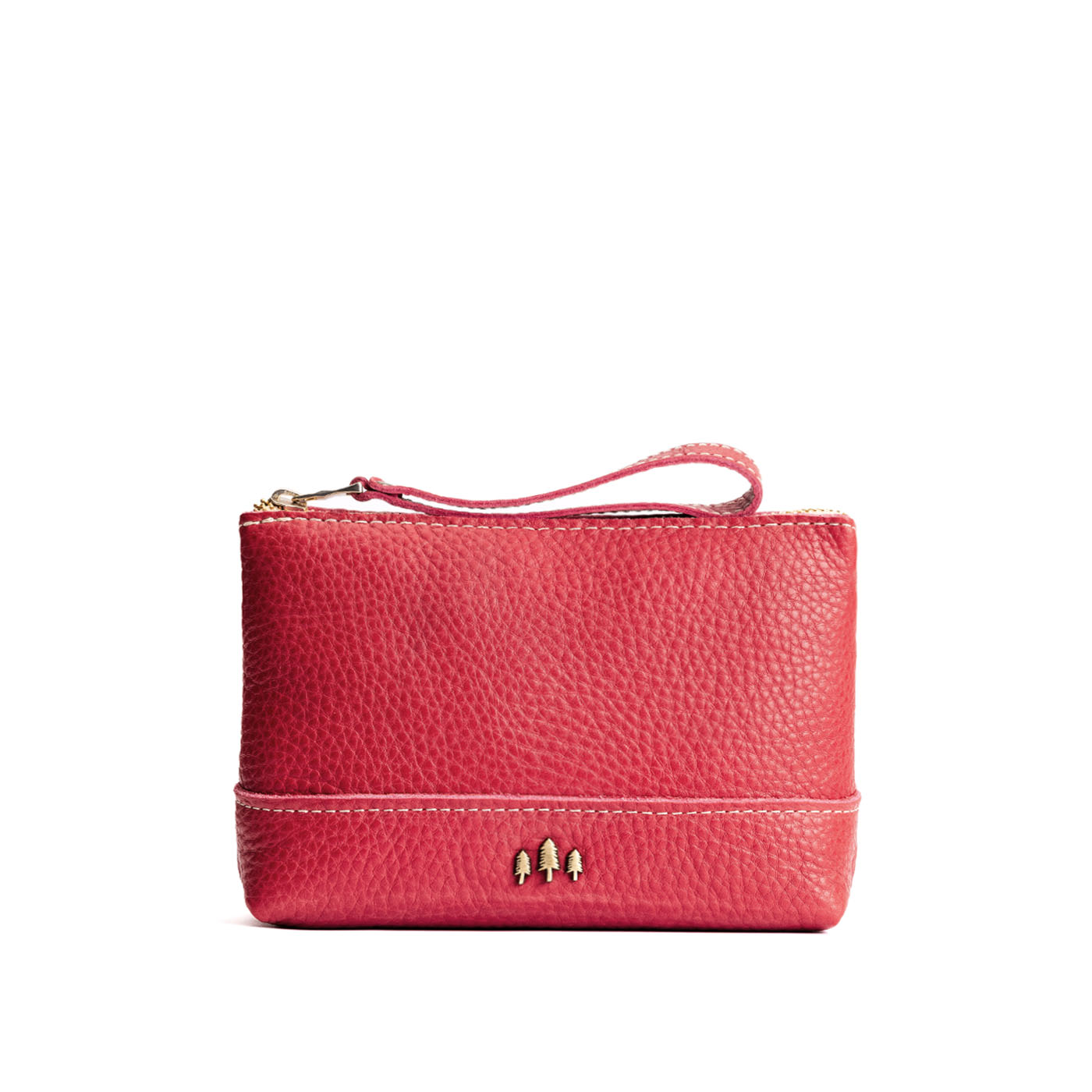 Leather Zipper Pouch with Wrist Strap & Flat Base | Almost Perfect Chelsea