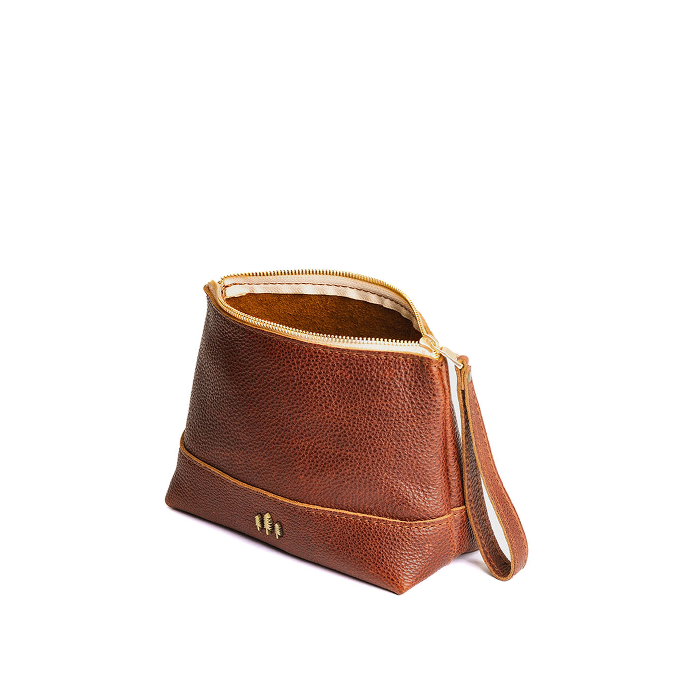 Leather Zipper Pouch with Wrist Strap & Flat Base | Almost Perfect Chelsea