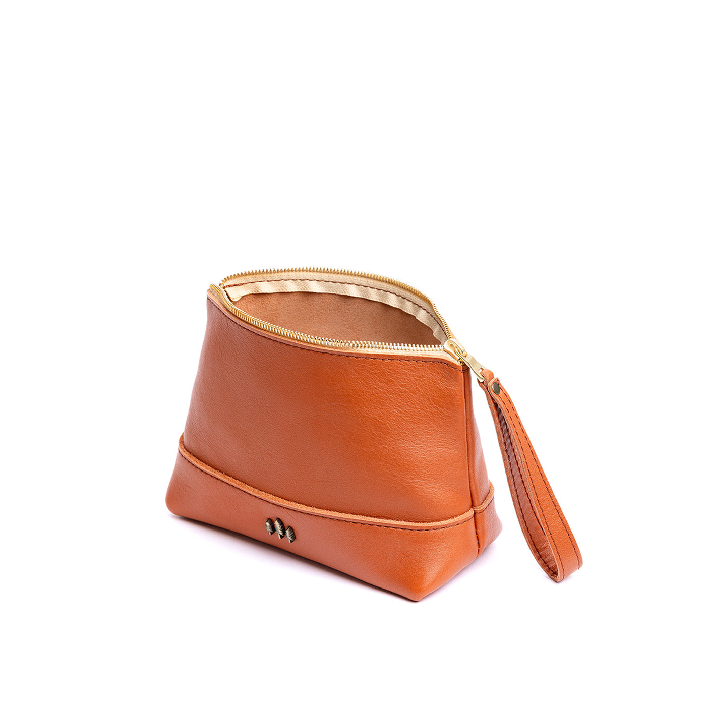 Leather Zipper Pouch with Wrist Strap & Flat Base | Almost Perfect Chelsea